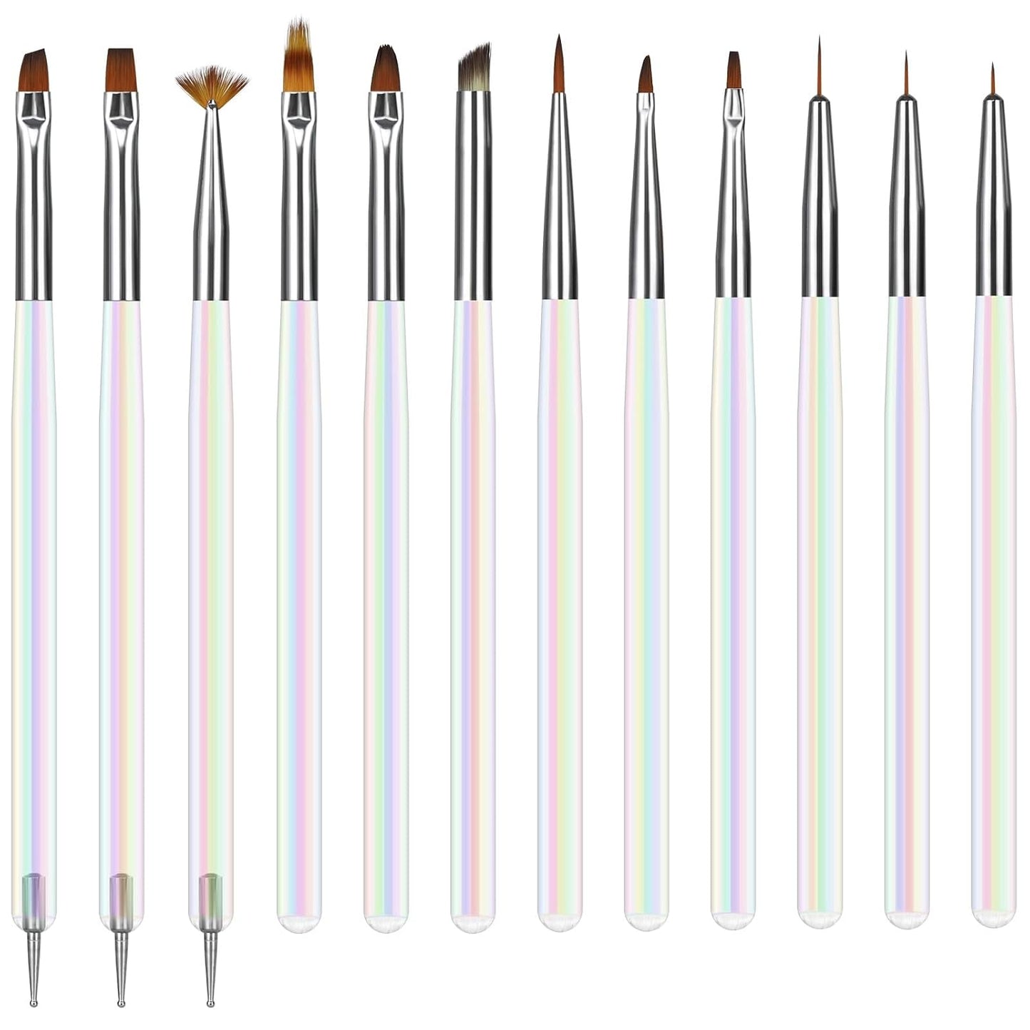 Artdone 12 PCS Nail Art Brushes Set Nail Art Liner Brush and Nail Dotting Pen Gel Polish Painting Tools For Nail Art Design Include Extension Gel Nail Brush And Arylic Nails
