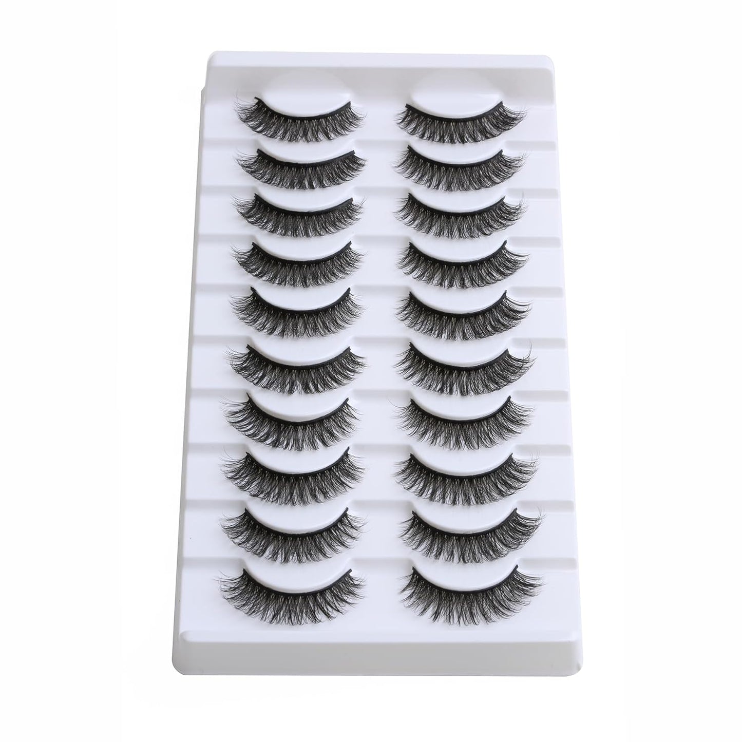 SUNWELL False Eyelashes 12mm Mink Lashes Natural Look 3D Faux Mink Eye Lashes Soft Reusable Luxury Volume Fake Eyelashes 10 Pairs Pack
