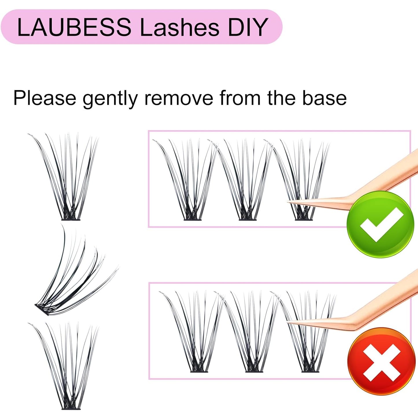 Eyelash Clusters LAUBESS Lash Clusters Individual Lashes Cluster Eyelash Extensions DIY at Home Waterproof Cluster Lashes (20D-D-13)
