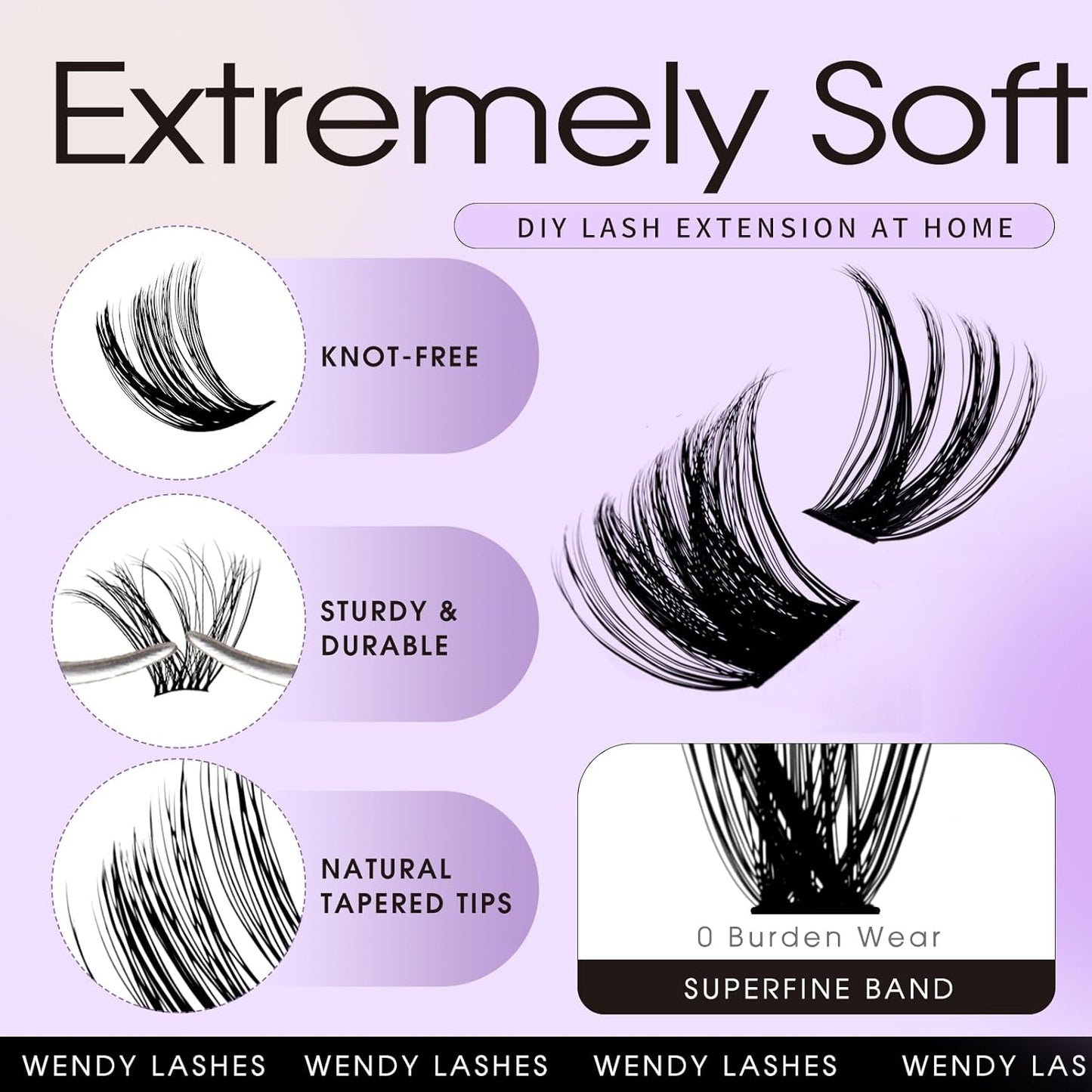 Lash Clusters Kit for Using at Home: Ultra-light, DIY, Natural, Fluffy, Wispy, Waterproof, Anime, Manga, Cat Eye, D Curl, 16-20mm, 100P+200P, Wendy, RT318