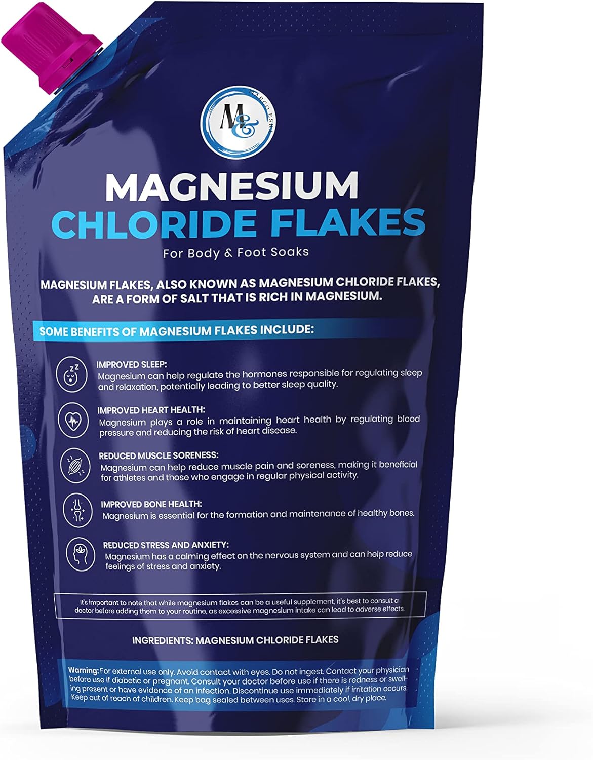 Dead Sea Magnesium Flakes Bath Salts | Premium Magnesium Supplement Bath Salts (5 Pound)
