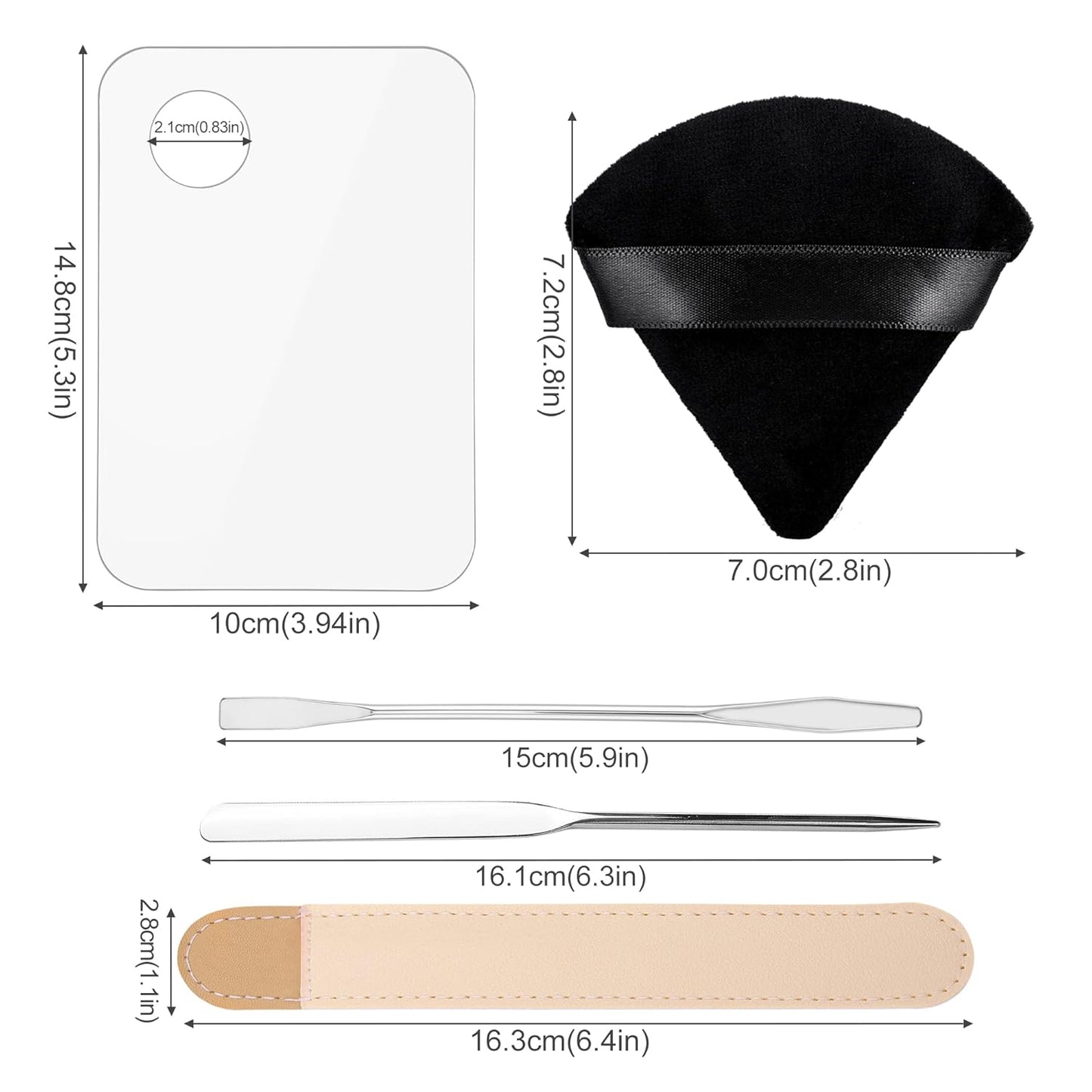 Acrylic Cosmetic Makeup Palette, Makeup Mixing Tray with Makeup Spatula Metal Mirror for Beauty Salon Color Cream Liquid Foundation Mixing Palette (10 Pcs Makeup Spatula Sets)