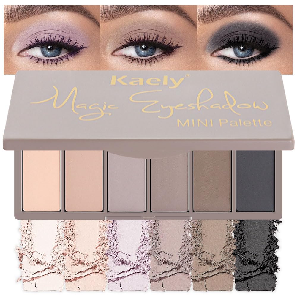 6 Colors Mini Dark Nude Brown Eye Shadow Palette Makeup for Older Women, Neutral Matte Shimmer Eyeshadow Palette Highly Pigmented Waterproof, paleta de sombras de ojos, Vegan & Cruelty-free, 06
