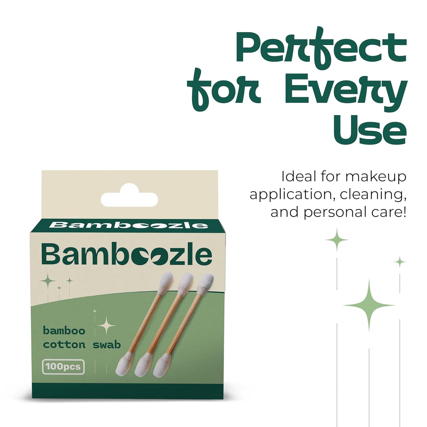 Bamboozle Eco-Friendly Bamboo Cotton Swabs - Sustainable, Biodegradable, & Stylish Personal Care Solution, 1000 count