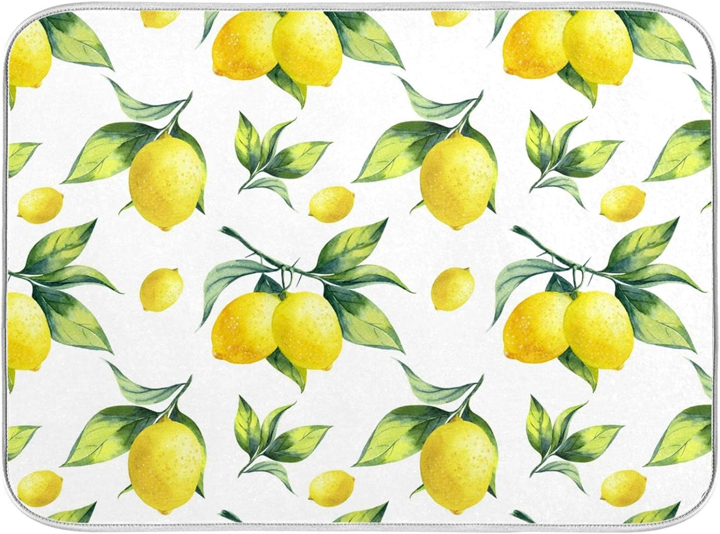 Tropical Lemon Leaves Dish Drying Mat 18x24 for Kitchen Lemon Yellow Lime Tree Dishes Pad Dish Drainer Rack Mats Absorbent Fast Dry Kitchen Accessories