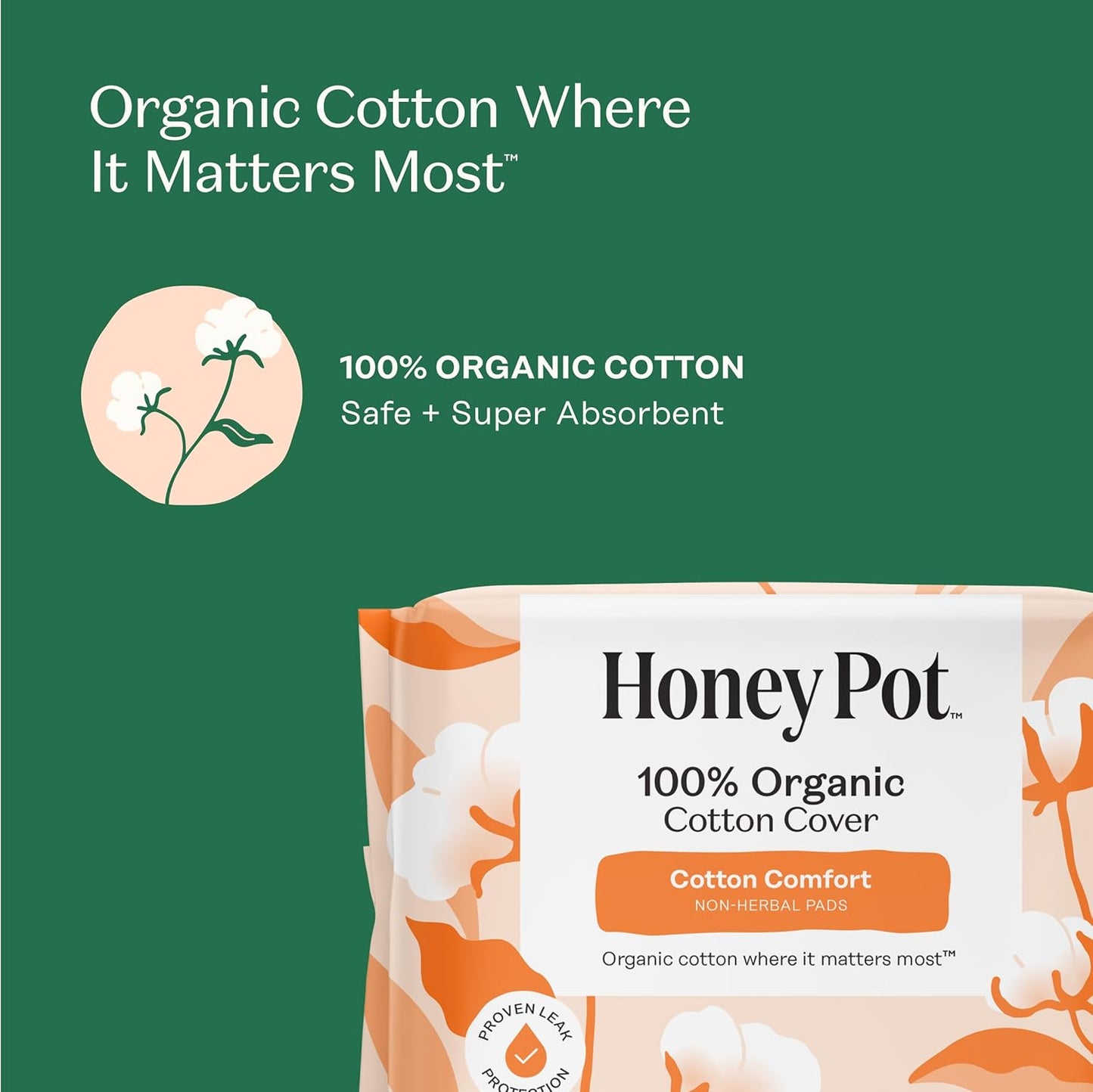 The Honey Pot Company - Sanitary Pads for Women - Non-Herbal Regular Flow w/Wings - Organic Cotton Cover & Ultra-Absorbent Pulp Core - Feminine Care - 20 ct