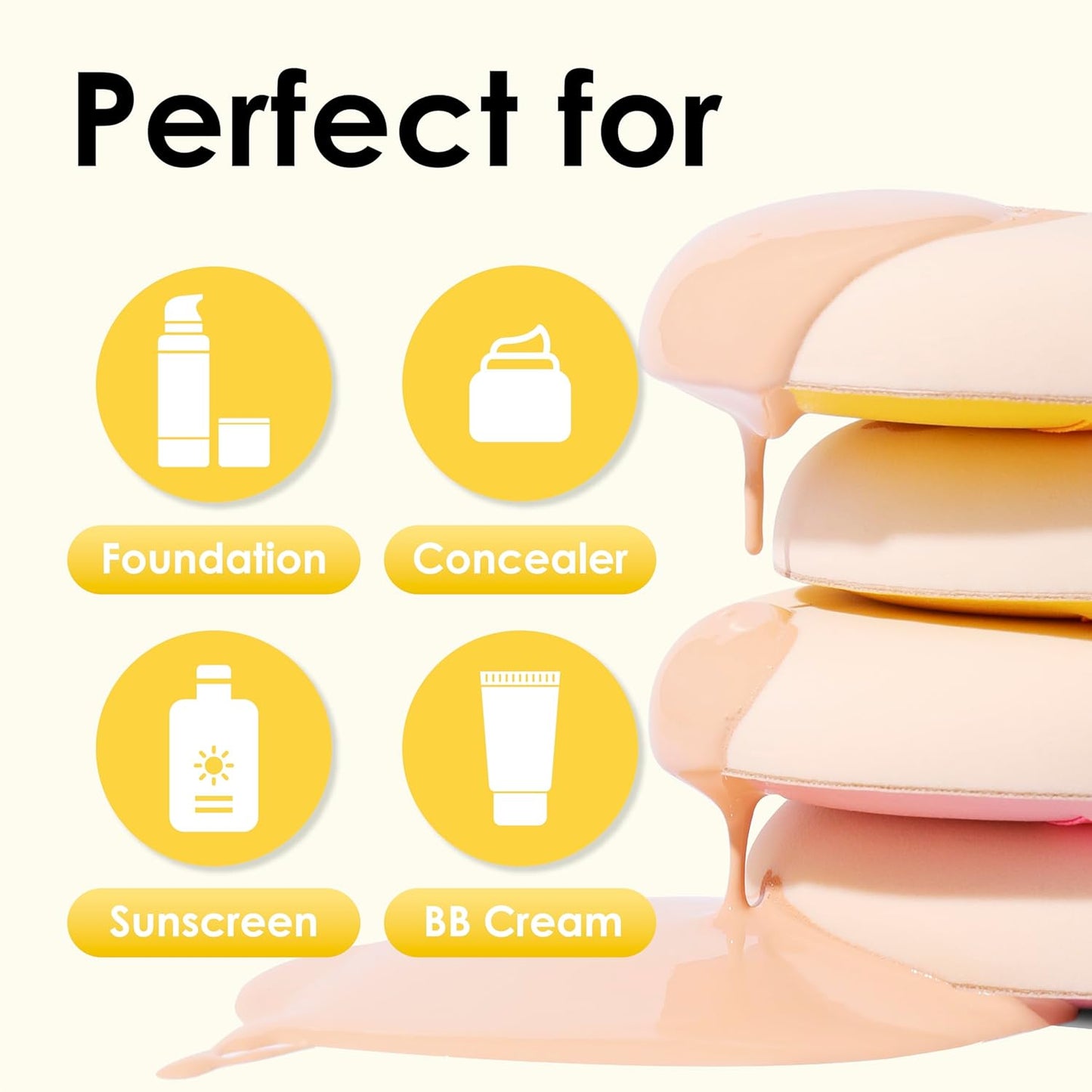 4Pcs X-Large Makeup Sponge Puff Set For Foundation Concealer & Powder, Latex Free Blender Sponges Puff For Natural And Easy Makeup, Soft Long-lasting And Beginner-friendly