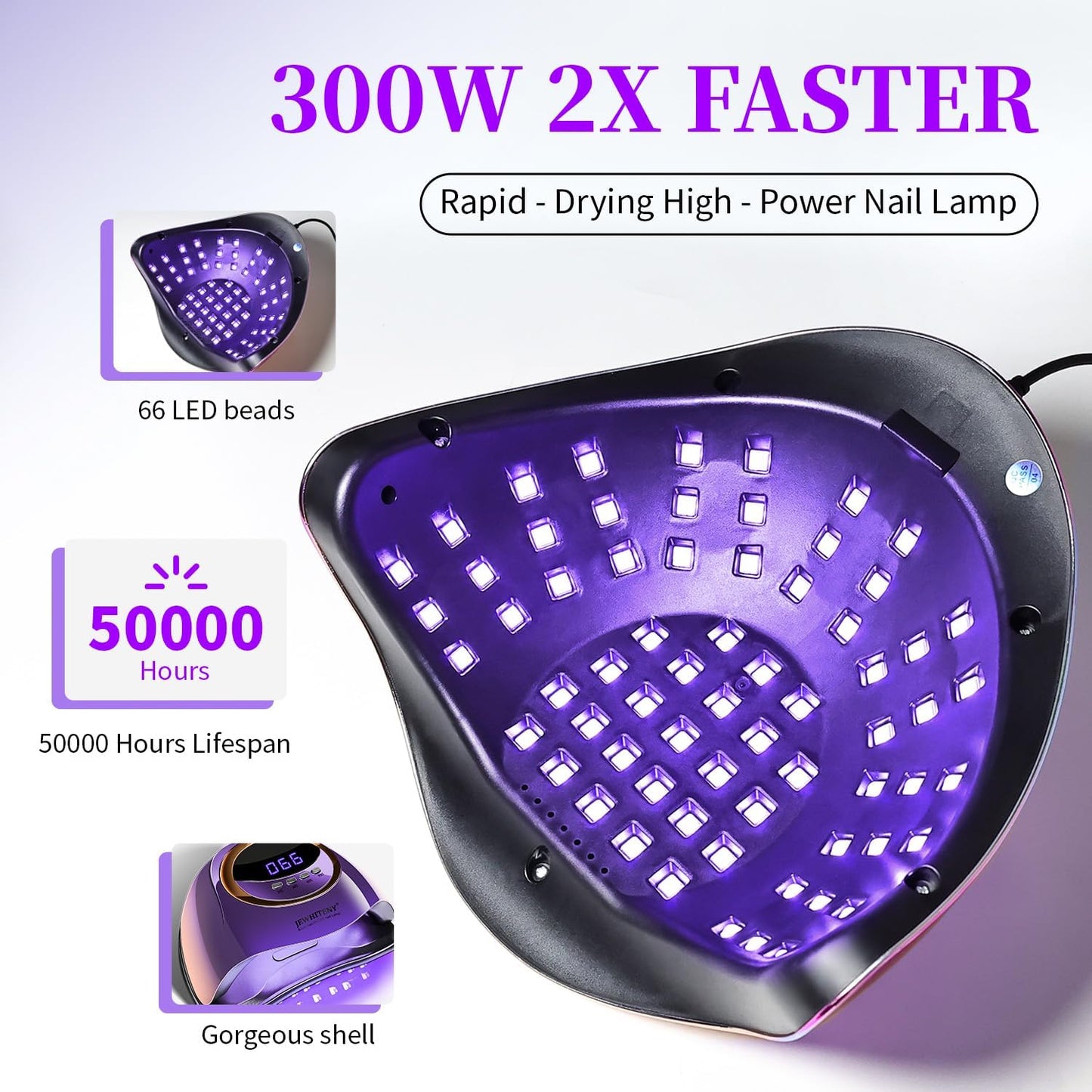 JEWHITENY Purple Fast U V Dryer for Gel Nail Polish:Gel Manicure U V Light with 4 Timers & Automatic Sensor Gel Nail Lamp Professional Curing LED Light