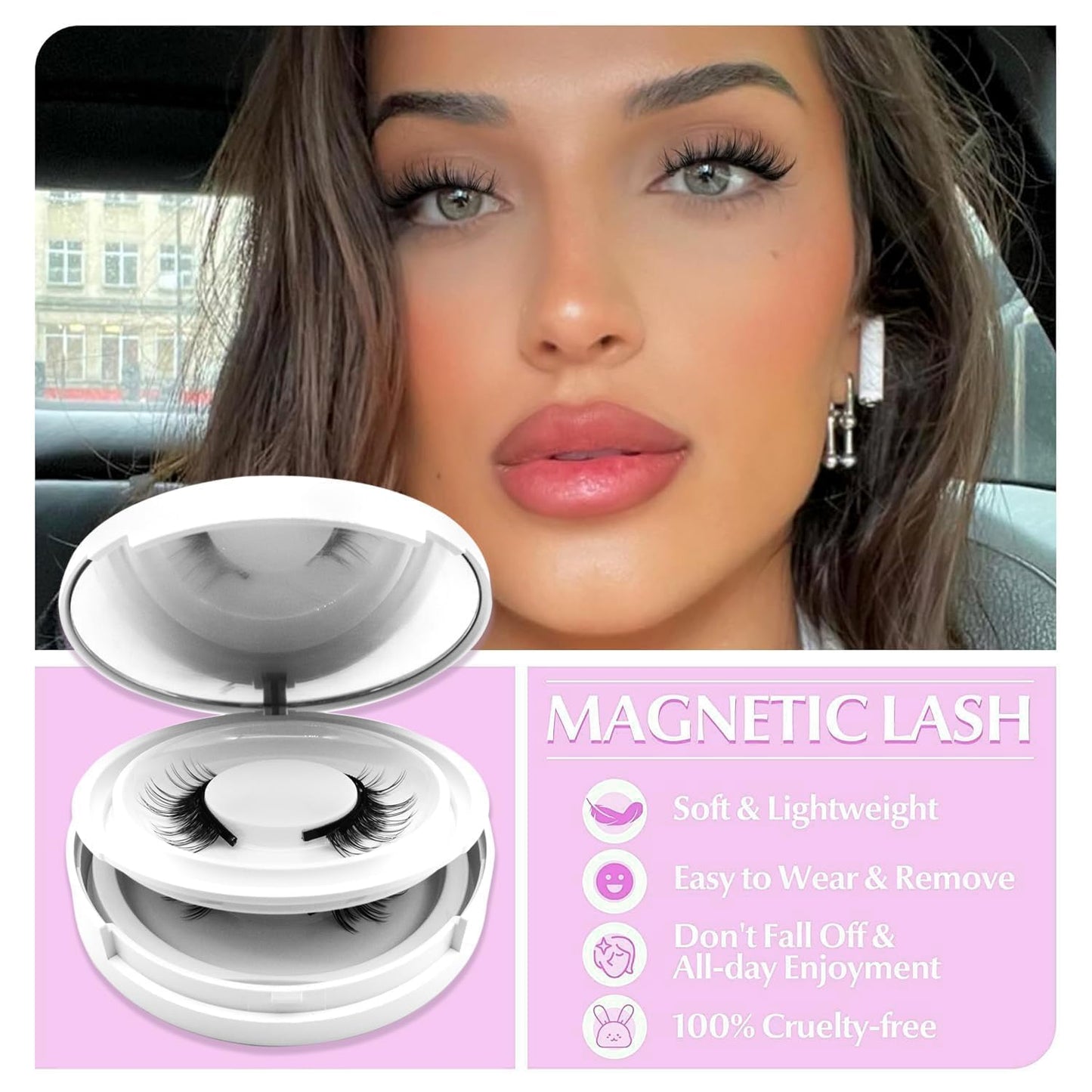 Ginani Magnetic Lashes,Magnetic Eyelashes with Applicator,2025 New Reusable Magnetic Lashes Natural Look No Glue or Liner Needed(Camellia+Natural+Simple)