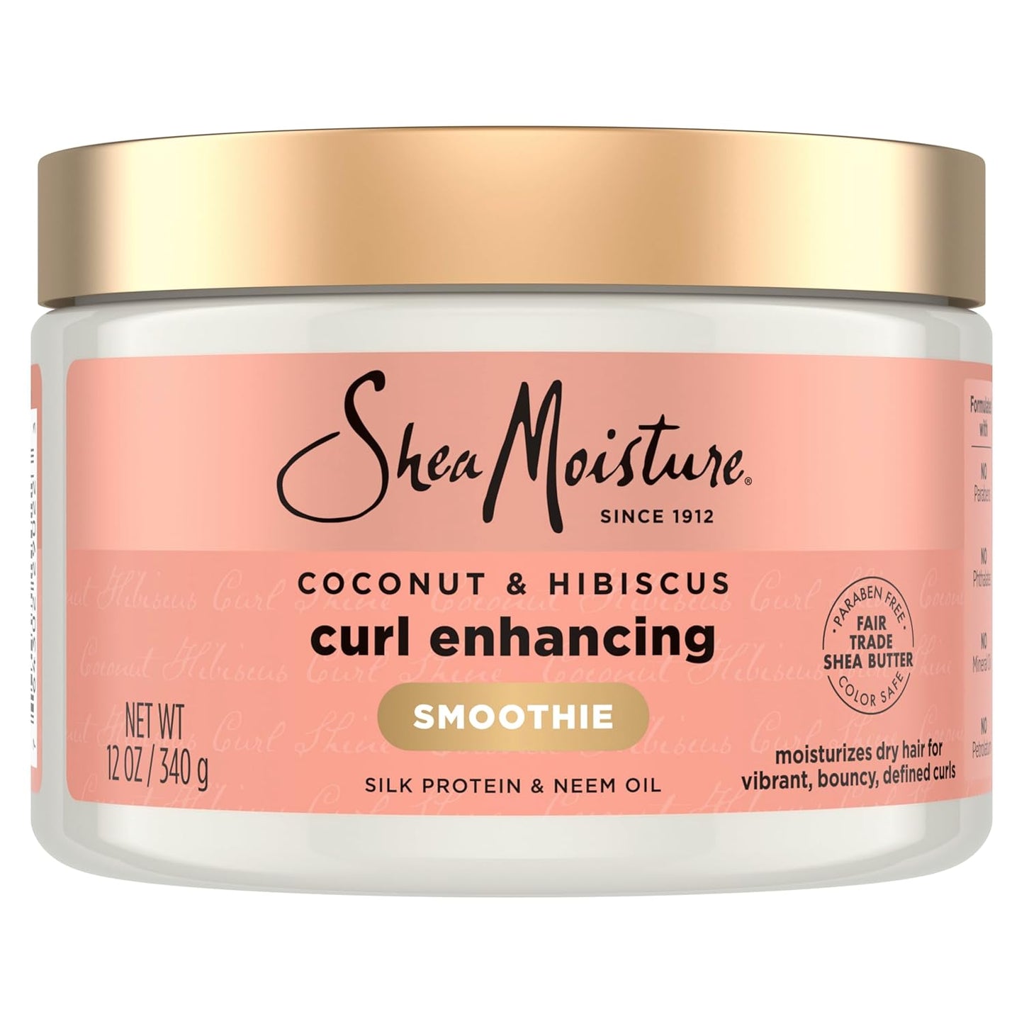 SheaMoisture Smoothie Curl Enhancing Cream Coconut and Hibiscus for Thick, Curly Hair Sulfate Free and Paraben Free 12 oz
