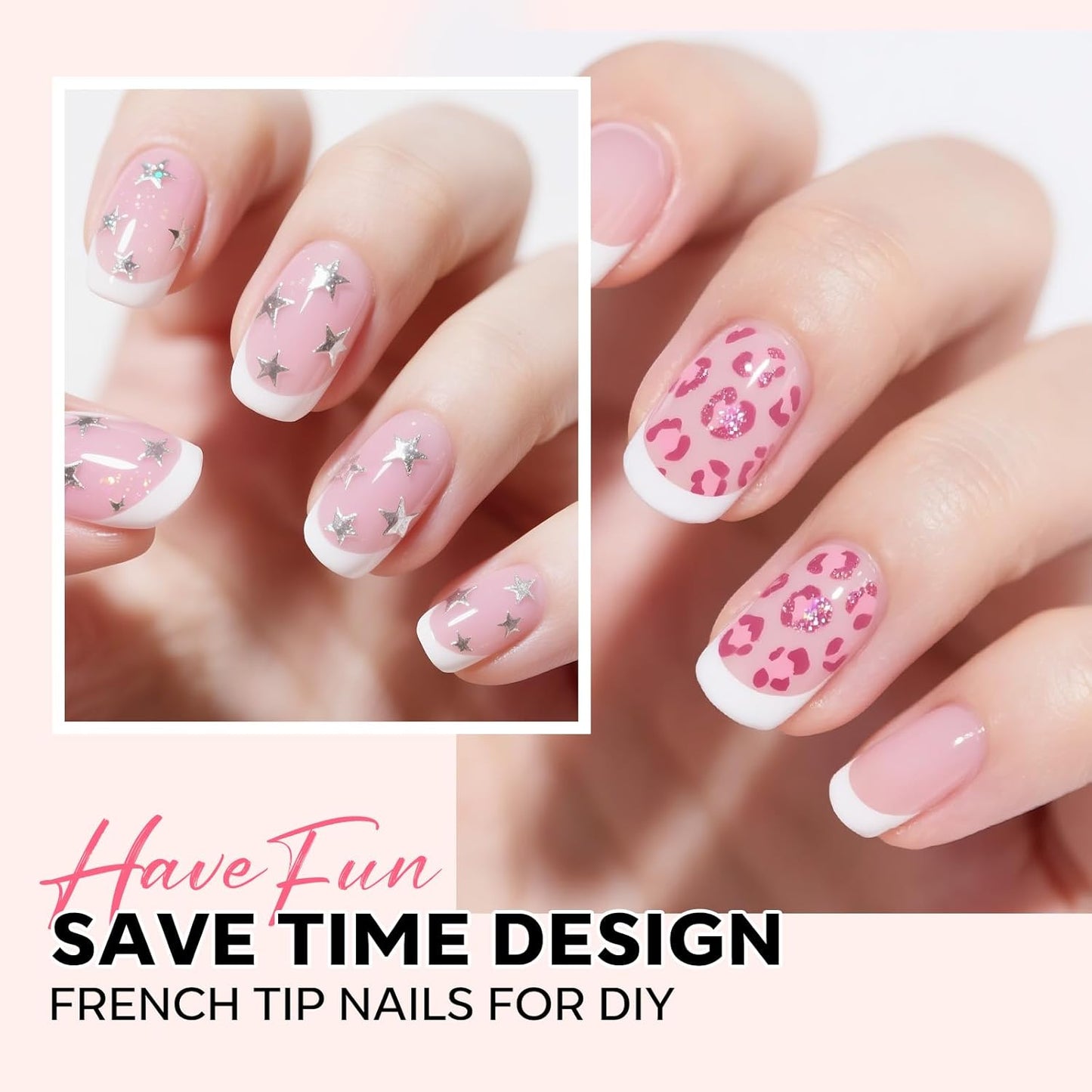 modelones French Tip Press on Nails, 150Pcs Extra Short Square Fake Nails with Nail Box, Pink Gel Nail Tips for Women, Soft Glue-On Nails for Natural Salon Look, DIY Nail Art Kit (15 Sizes)