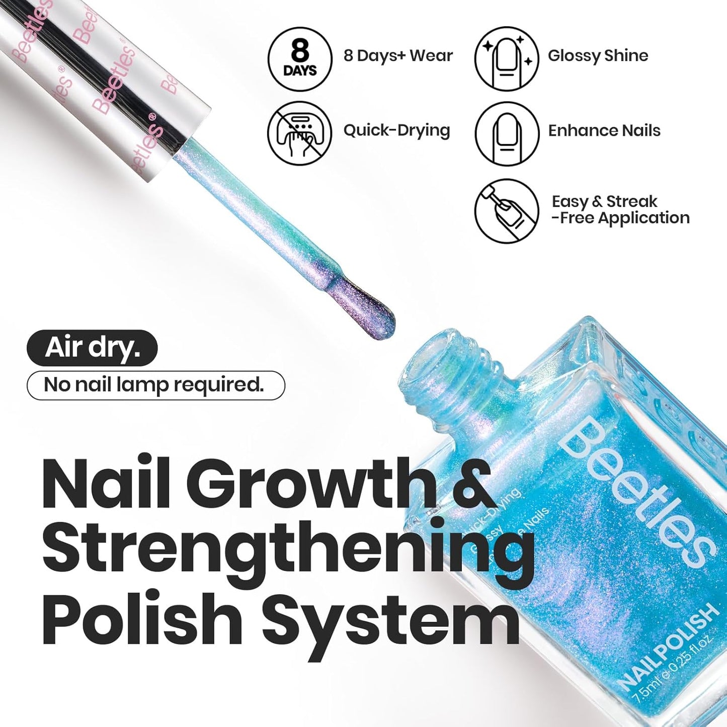 Beetles Chameleon Nail Polish Set, 6 Colors Dreamy Pastel Quick Dry Nail Polish,Glitter Colors Fingernail Polish DIY Nail Lacquer Nail Art Kit Home Gift for Women Girl