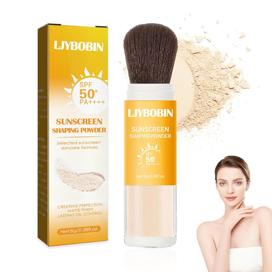 Sunscreen Setting Powder,SPF 50+ PA++++,Oil Control Waterproof Mineral Powder Sunscreen,Lightweight Long Lasting Matte Sunscreen Powder with Sunscreen Brush