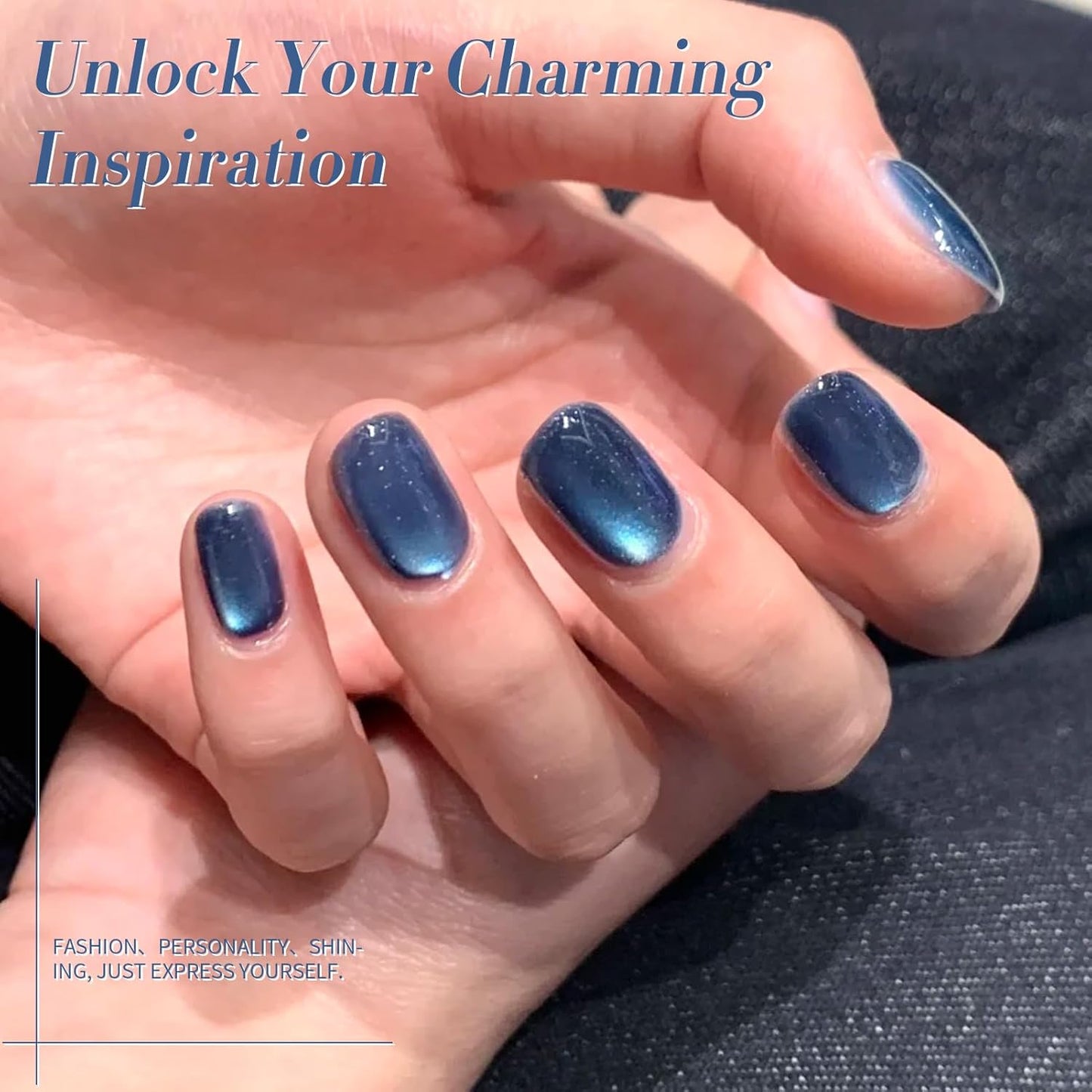 Born Pretty Cat Magnetic Eye Gel Nail Polish,Dark Blue Lover Jelly Glass Magnetic Gel Polish Glitter Soak Off Nail Art Salon Manicure Home Gift 15ml