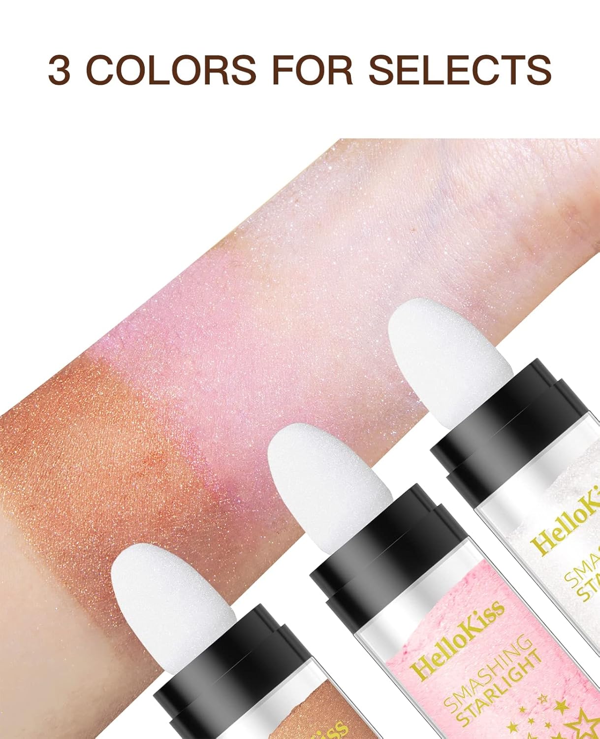 Fairy Highlight Puff Stick Highlight Patting Powder - Multi-Functional Shimmer Powder for Illuminating and Brightening Your Face and Body (#01 Gray)