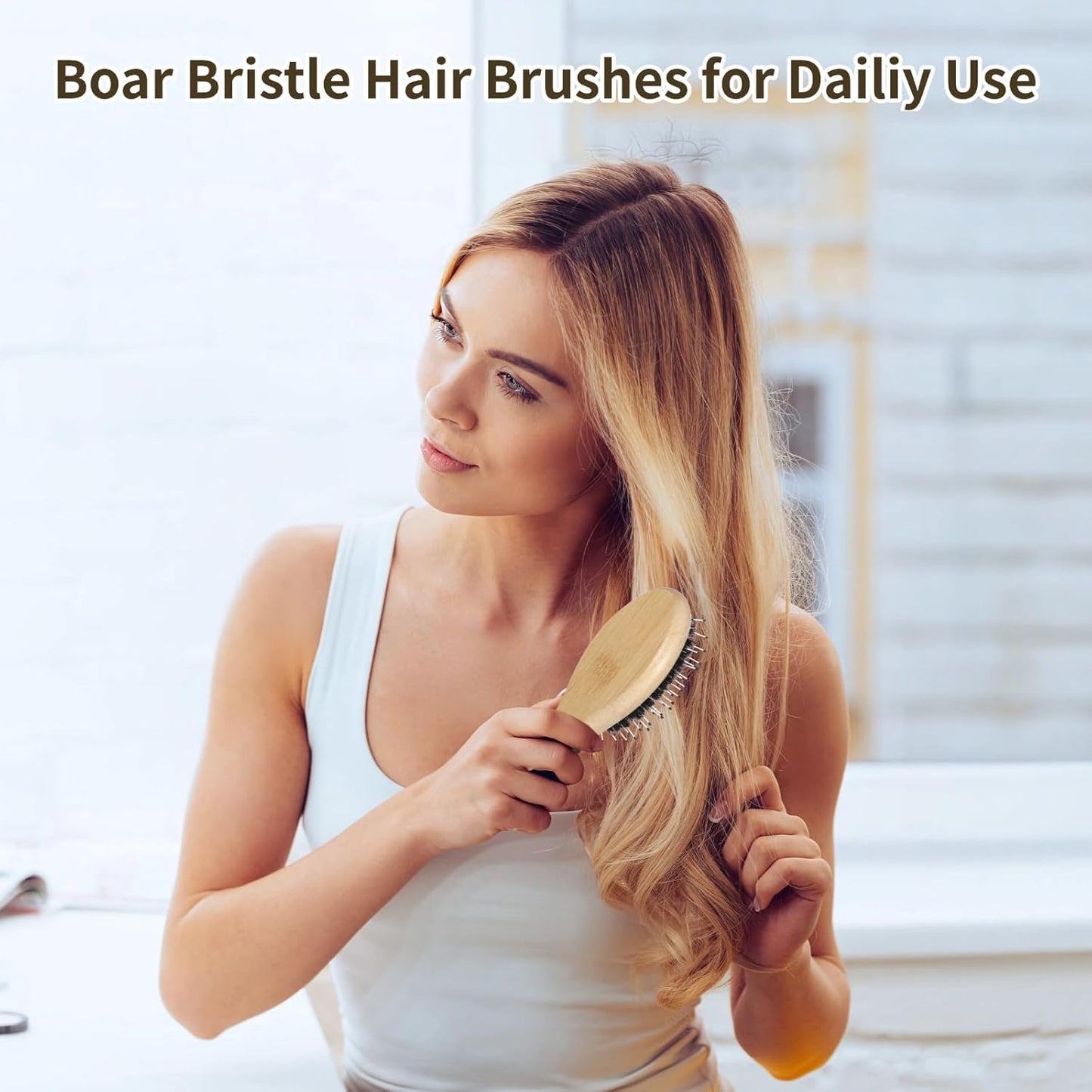 12PCS Mini Boar Bristle Hair Brushes Bulk,Bamboo Small Travel Pocket Paddle Hair Brush for Women Men,Oval Shape,Wooden Handle,Soft Bristles,Ideal for Wholesale and Distribution