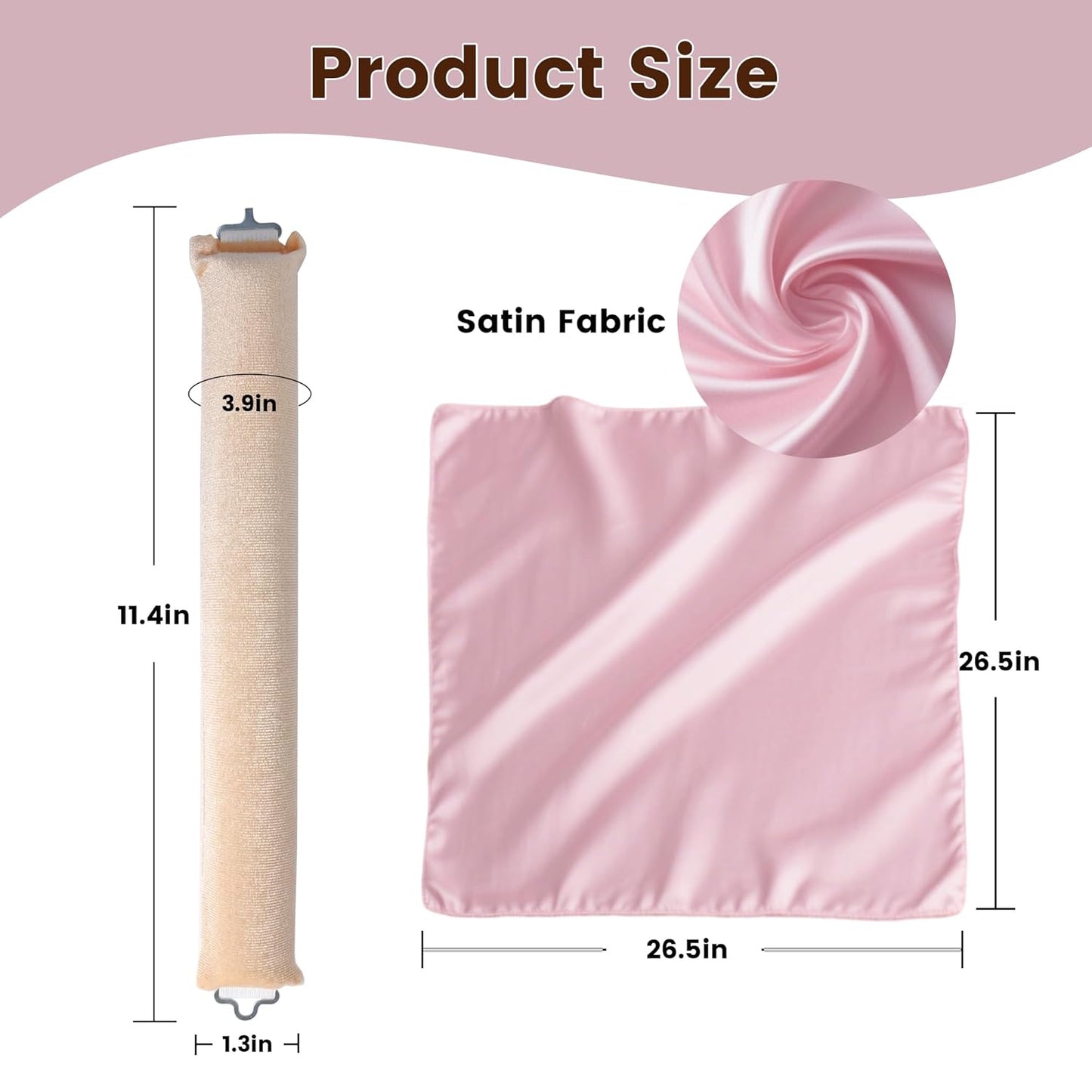 Heatless Curls Overnight Hair Curler - 4 Pcs Curling Rod to Sleep In, Satin Flexi Rods for All Hair Types，Velvet Rollers with Satin Scarf Girl's gift