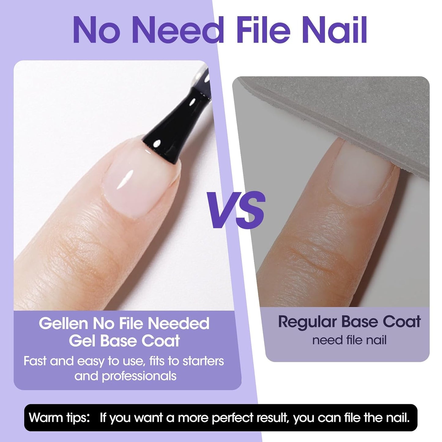 GELLEN Gel Base Coat, 18ml No Sanding Needed Clear Gel Nail Polish, Nail Salon Manicure Nail Base Coat Polish, Gift for Women