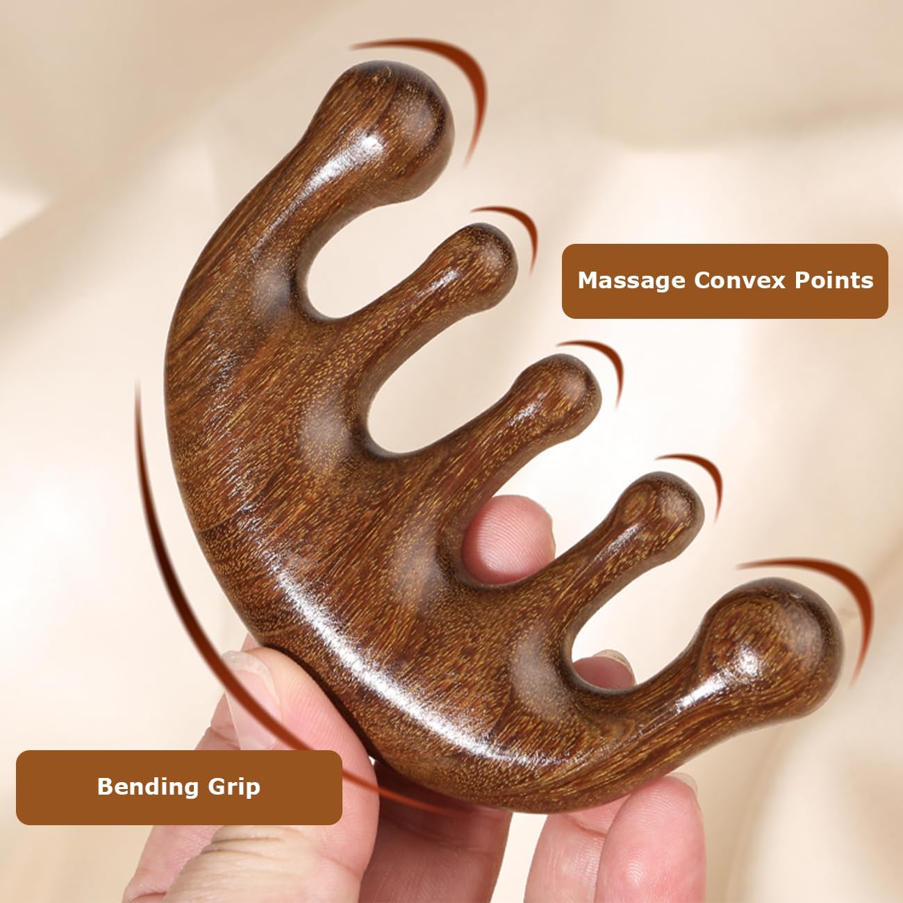 Wooden Scalp Massager Hair Growth - 100% Sandalwood Handmade Wide Tooth comb Comb, Head Massager Scalp and Acupoint Massage, Promote Blood Circulation