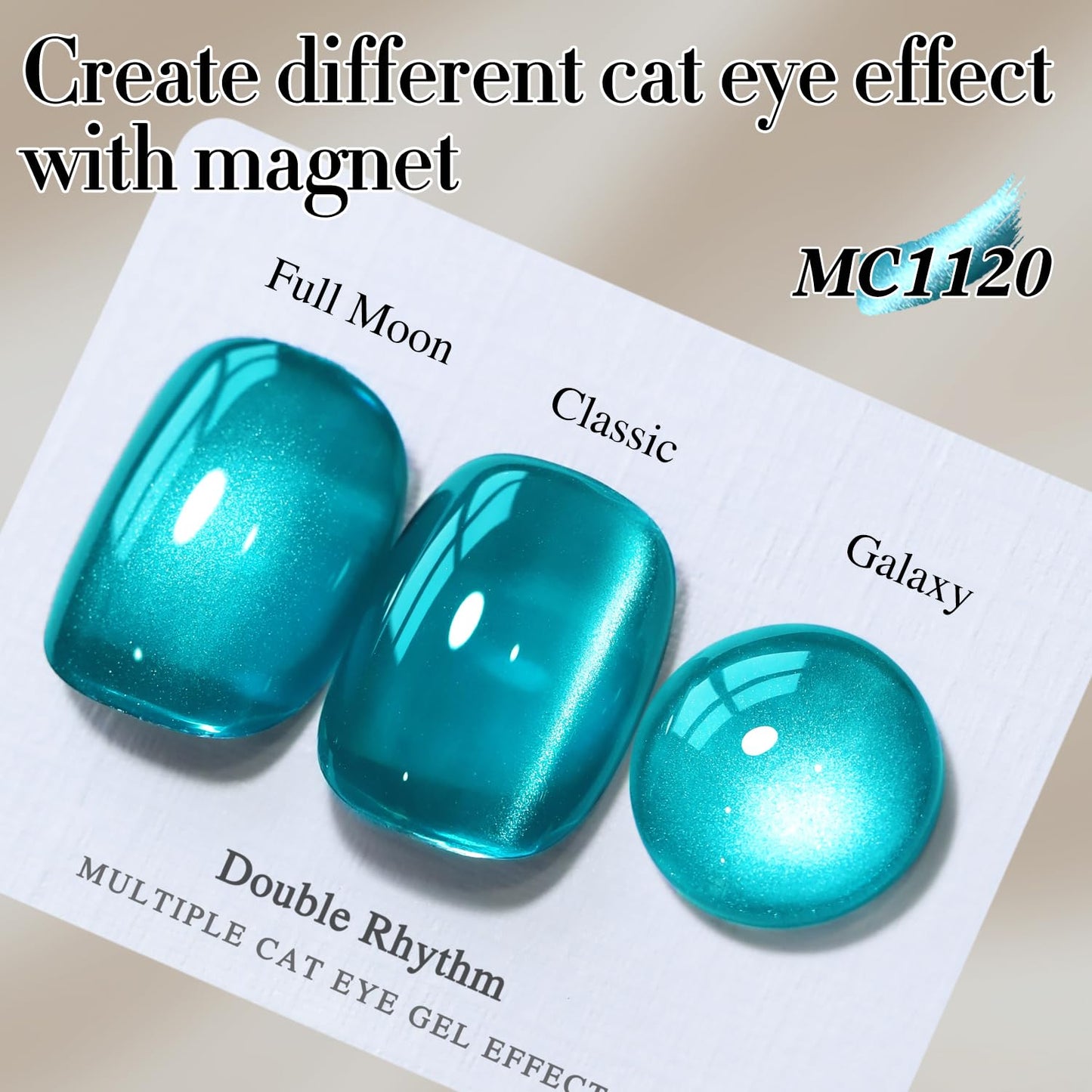 Double Rhythm Jelly Glass Cat Eye Gel Polish with Magnet 15ML Holographic Glitter Shimmer Translucent Sheer Color Magnetic Polish Salon DIY at Home (Jelly Teal-MC1120)
