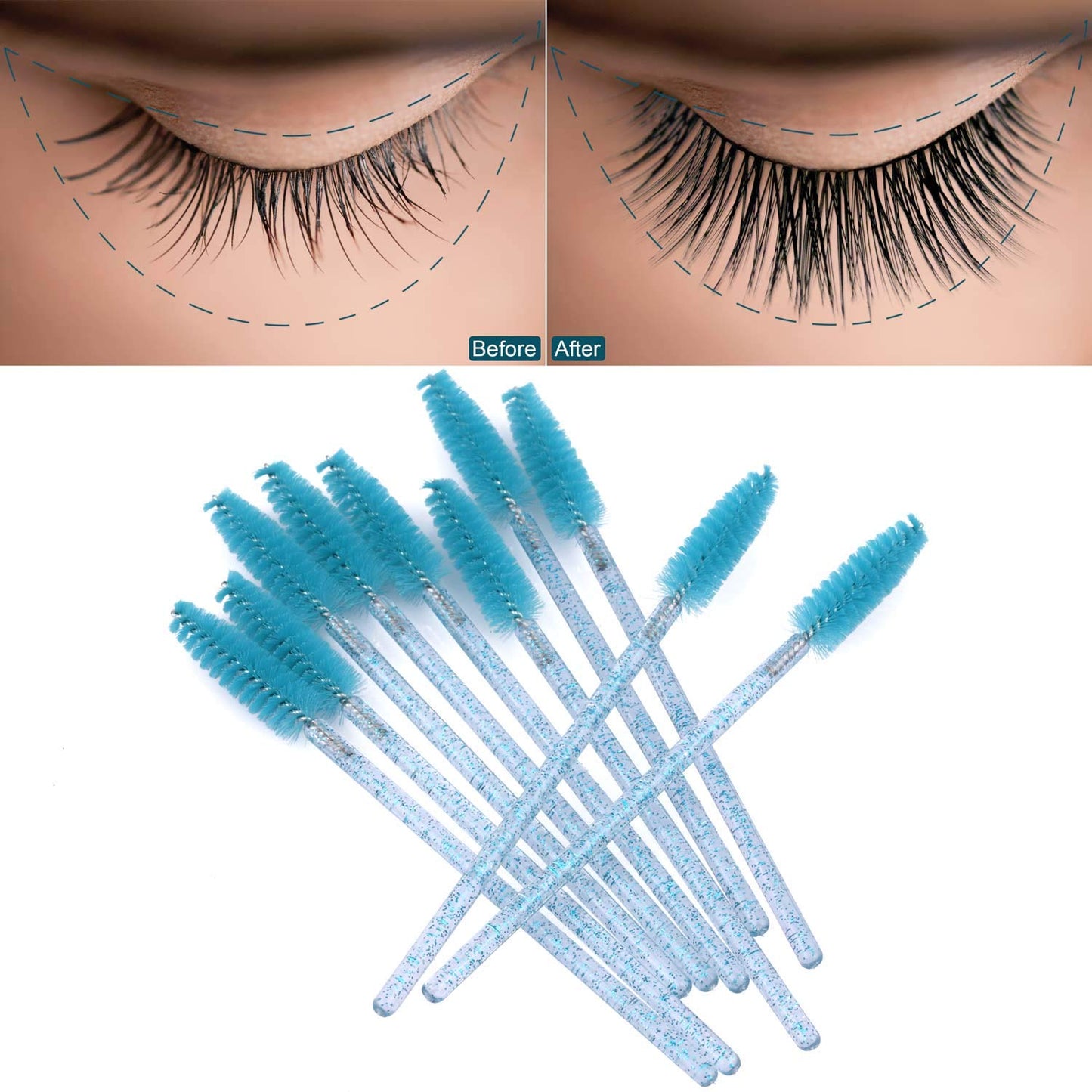 Tbestmax 1000 Disposable Mascara Wands Eyelash Brush Spoolies for Eyebrow Eye Lash Extension Blue