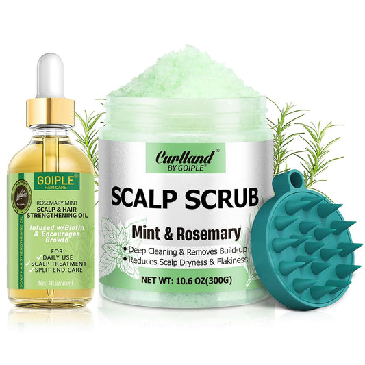 Rosemary Scalp Exfoliator & Clarifying Shampoo Scalp Scrub - 3-in-1 Scalp Treatment with Mint Oil Hair Treatment to Clarify and Remove Build Up - Silicone Scalp Massager Rosemary Oil for Hair Growth
