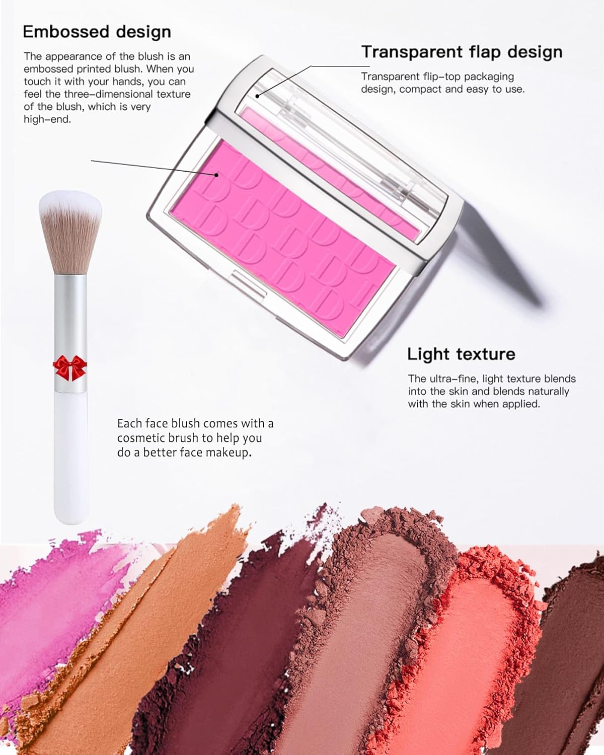 Powder Blush Palette, Matte Powder Makeup Blush for Cheeks, Natural Glow Face Blush Contour Palette, Lightweight, Smooth, High Impact Buildable Color, Long-lasting All-Day Face Enhancing -#Rosewood