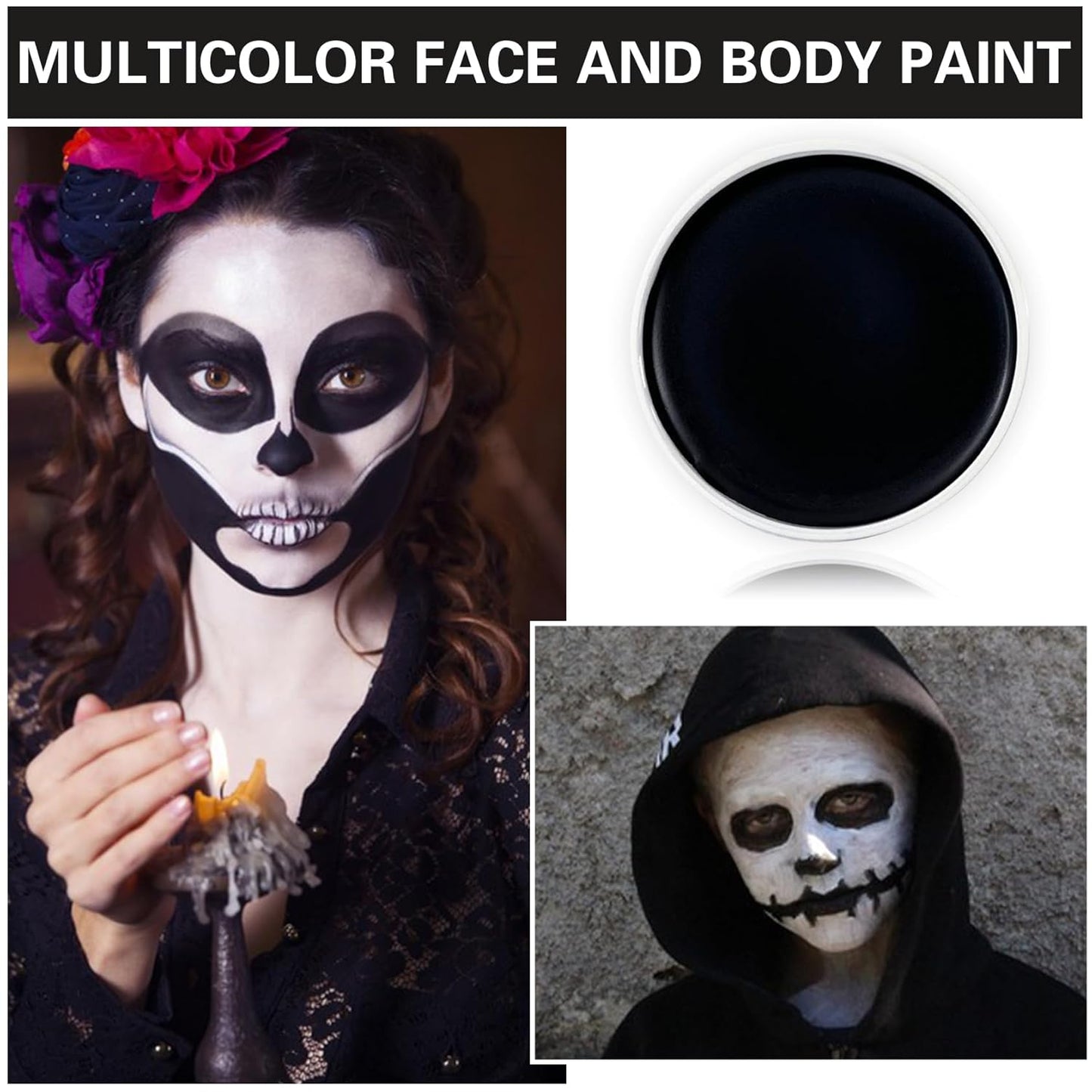 Black Face Body Paint Halloween Cosplay Clown Zombie Costume Sfx Makeup Professional Oil Based Cream Face Paint Palette for Adults and Kids