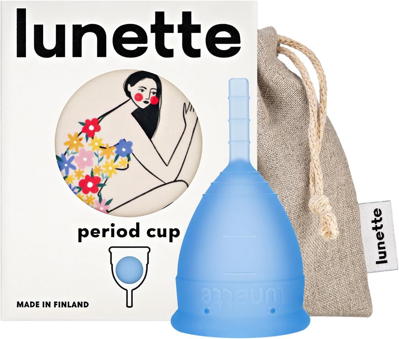 Lunette Menstrual Cup – Best Reusable Period Cup – Wear for 12 Hours and Reuse up to 10 Years, Blue Size 1 for Light to Moderate Flow