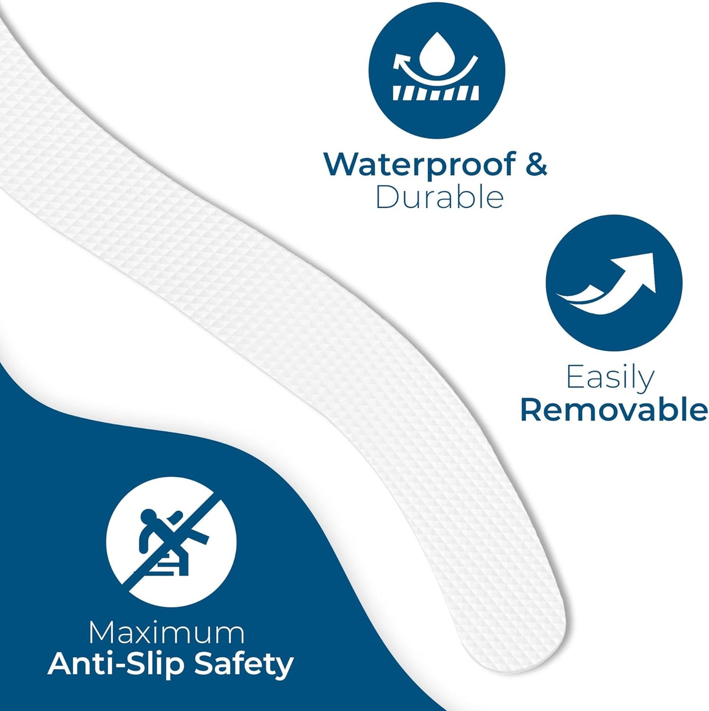 Homergy Anti Slip Shower Stickers 24 PCS, White Non-Slip Shower Strips for Adults, Premium Adhesive Bath Tub Stickers