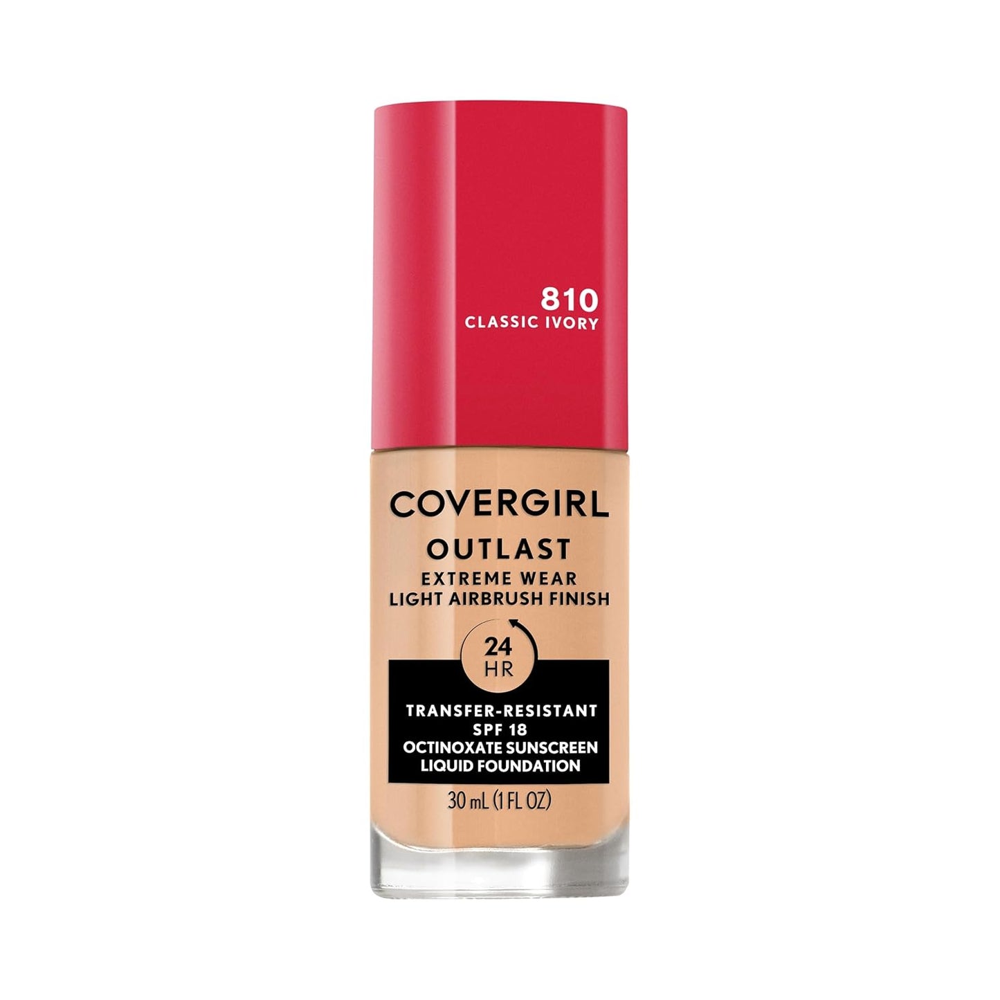 Covergirl Outlast Extreme Wear 3-in-1 Full Coverage Liquid Foundation, SPF 18 Sunscreen, Classic Ivory, 1 Fl. Oz.