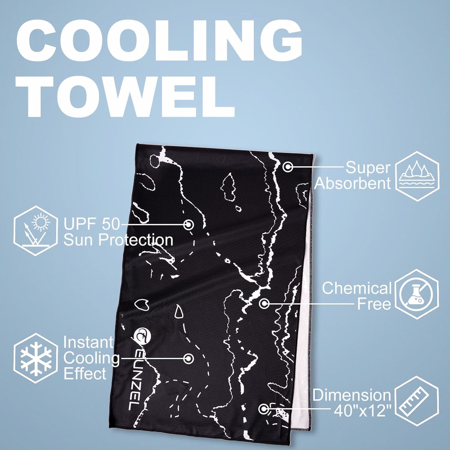 Cooling Towel, Ice Towel for Neck, Soft Microfiber Chilly Towel Stay Cool for Sports, Yoga, Running, Gym, Workout, Biking, Camping & Outdoor Activities 40"x12"