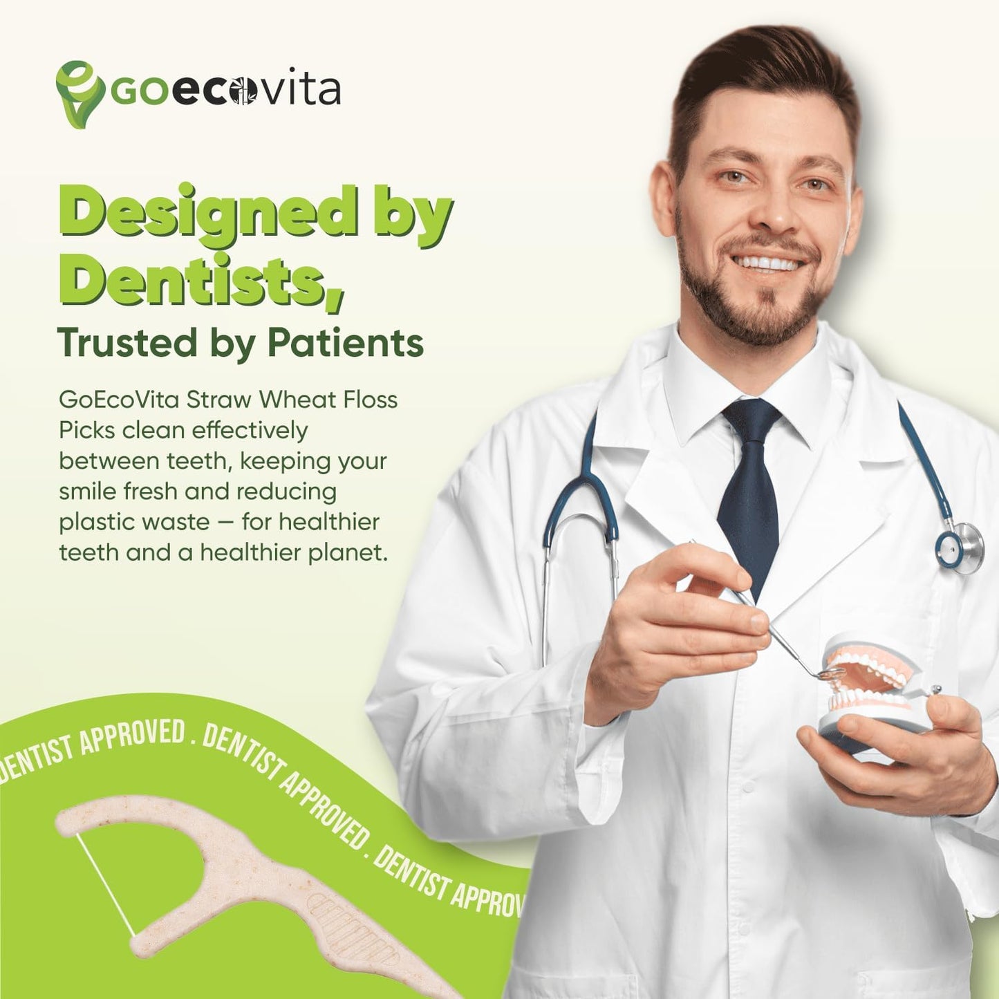 Biodegradable Floss Picks (Unflavored) - Natural Straw Wheat Handle | Thin & Durable Thread for Tight Gaps! | Dental Flossers for Adults | Gentle on Gums & Teeth | Eco Friendly, Vegan (200 Pack)