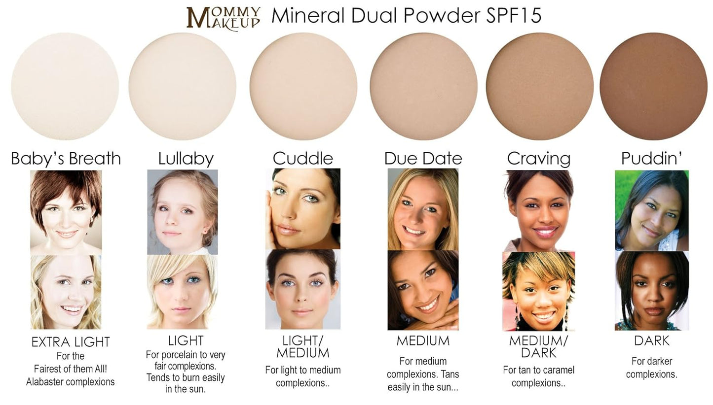 Mineral Dual Powder in Toasted (Medium Dark Tan) | 4-in-1 Pressed Mineral Foundation with SPF 15 for Flawless Glow & Soft Looking Skin | Oil Free, Talc Free, Gluten Free | 0.45 Oz | by Mommy Makeup