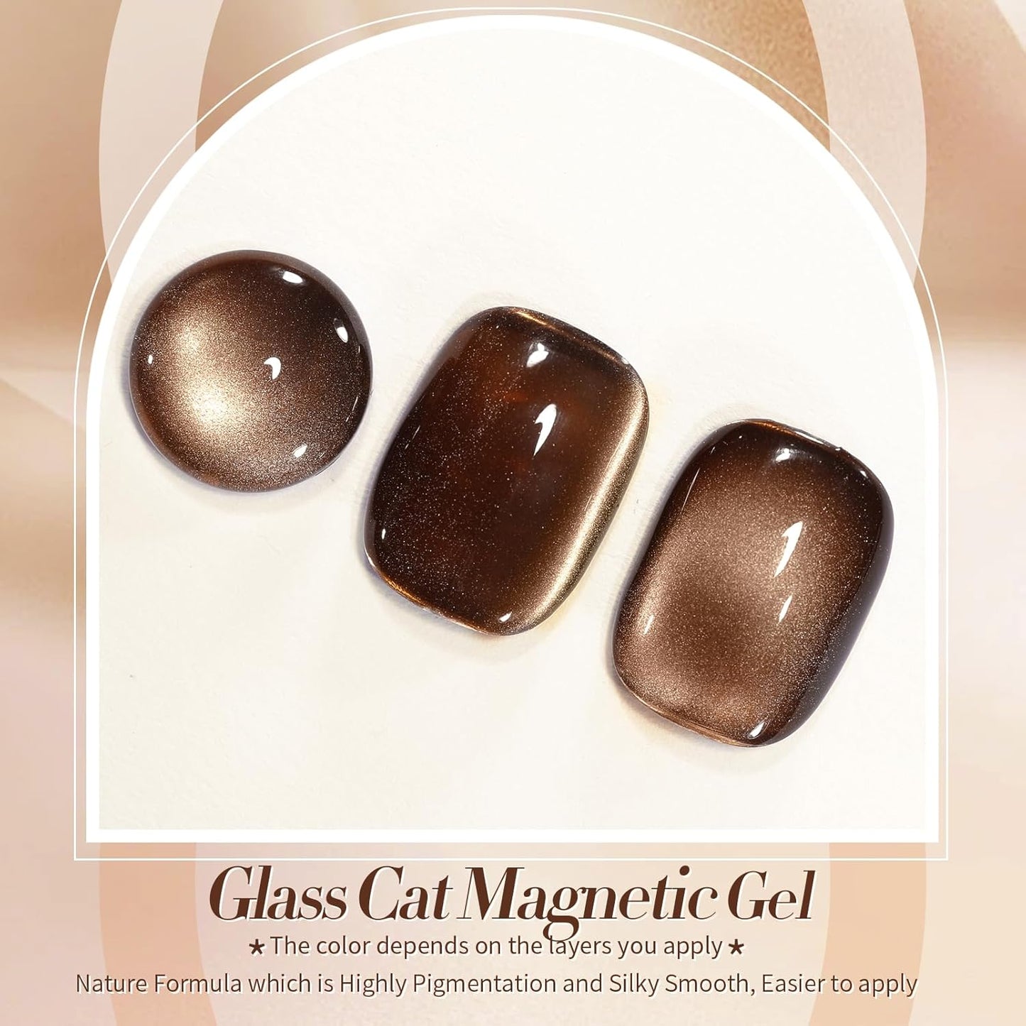 BORN PRETTY Cat Magnetic Eye Gel Nail Polish,Brown Jelly Glass Magnetic Gel Polish Glitter Soak Off Nail Art Salon Manicure Home Gift 15ml