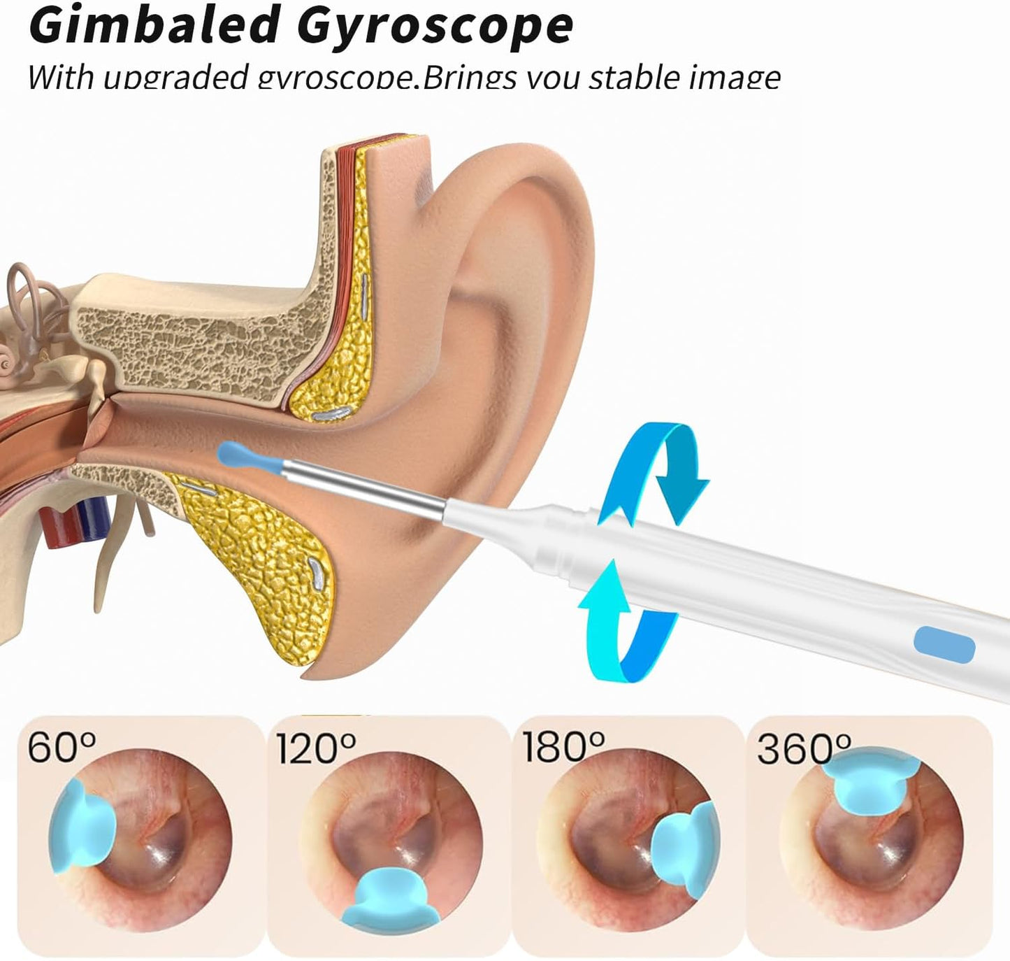 Wax Removal Tool for Ears, Earwax Remover Tools with 1080P Camera & 6LED Light & 8 Pcs Ear Set, Earwax Cleaning Kit with 10 Ear Spoon, Camera for iOS & Android (White)