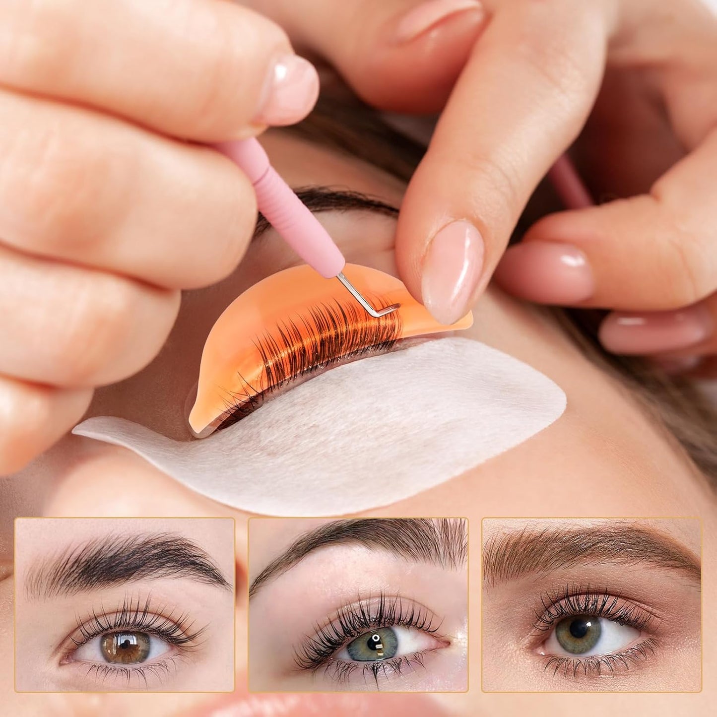 20PC Lash Lift Rods Set, Silicone Lash Lift Pads & Shields in Skin/Pink Tones, Reusable Lash Lift Tool with C & D Curls, Ideal for Eyelash Perm, Lash Lifting & Curling, Compatible with Lash Perm Kits