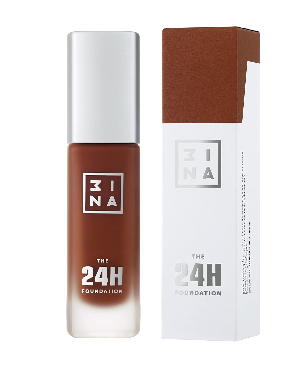 3INA The 24H Foundation 675-24H Long-Wearing Formula - Medium To High Buildable Coverage - Smooth Matte Finish - Expanded Shade Selection - Waterproof, Cruelty Free, Vegan Makeup - 1.01 Oz