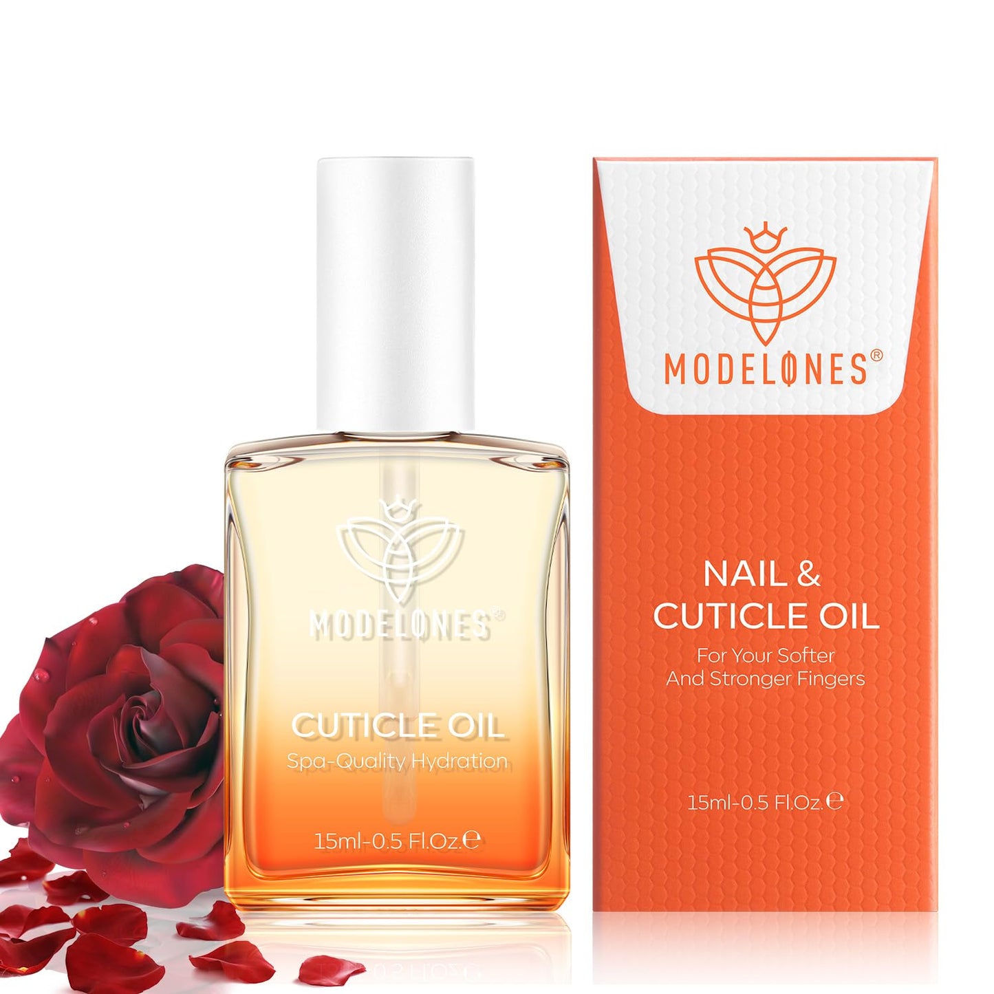 modelones Cuticle Oil for Nails Rose Nail Oil for Growth and Strength Nail Growth Oil Cuticle Care Quick Dry Nail Care Moisturize and Strengthen Damaged Nails 15ml 0.5Fl Oz
