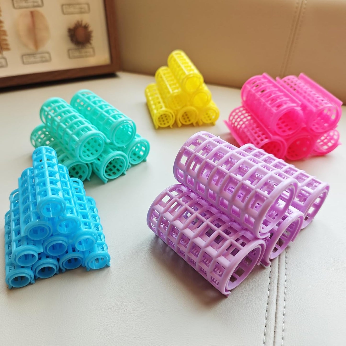 30Pcs Plastic Hair Curlers Snap on Rollers, Self Grip No Heat Curlers Set - Plastic Rollers for Short Hair, Curlers for Fine Thin Hair Curling Rods DIY Hair Styling and Salon Use(5 Sizes)