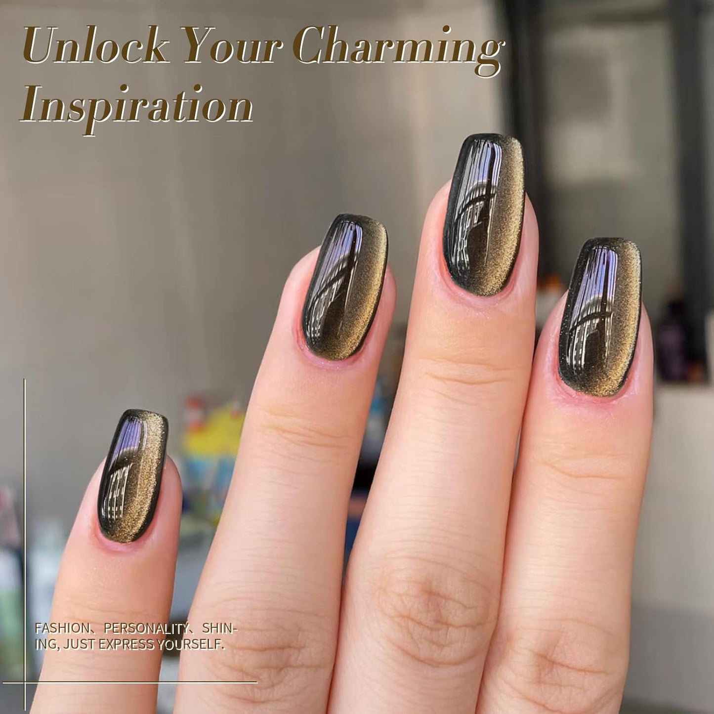 Born Pretty Cat Magnetic Eye Gel Nail Polish,Brown Jelly Glass Magnetic Gel Polish, Crow Glitter Soak Off Nail Art Salon Manicure Home Gift 15ml