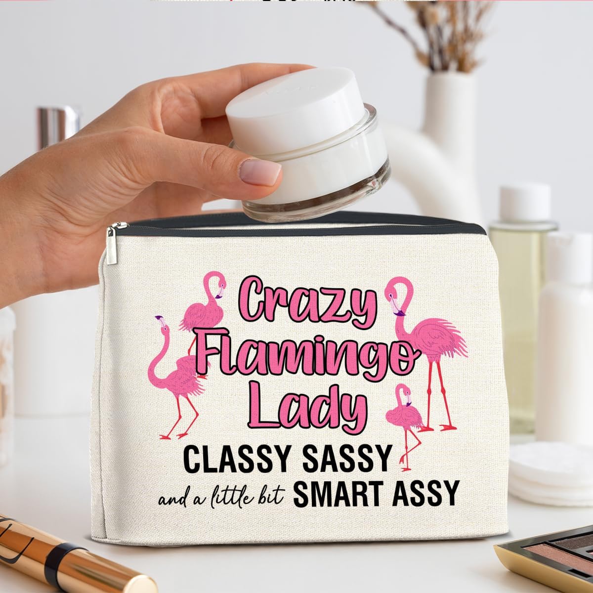 Flamingo Makeup Bag Gifts for Women Flamingo Lover Funny Cosmetic Bag Zipper Pouch