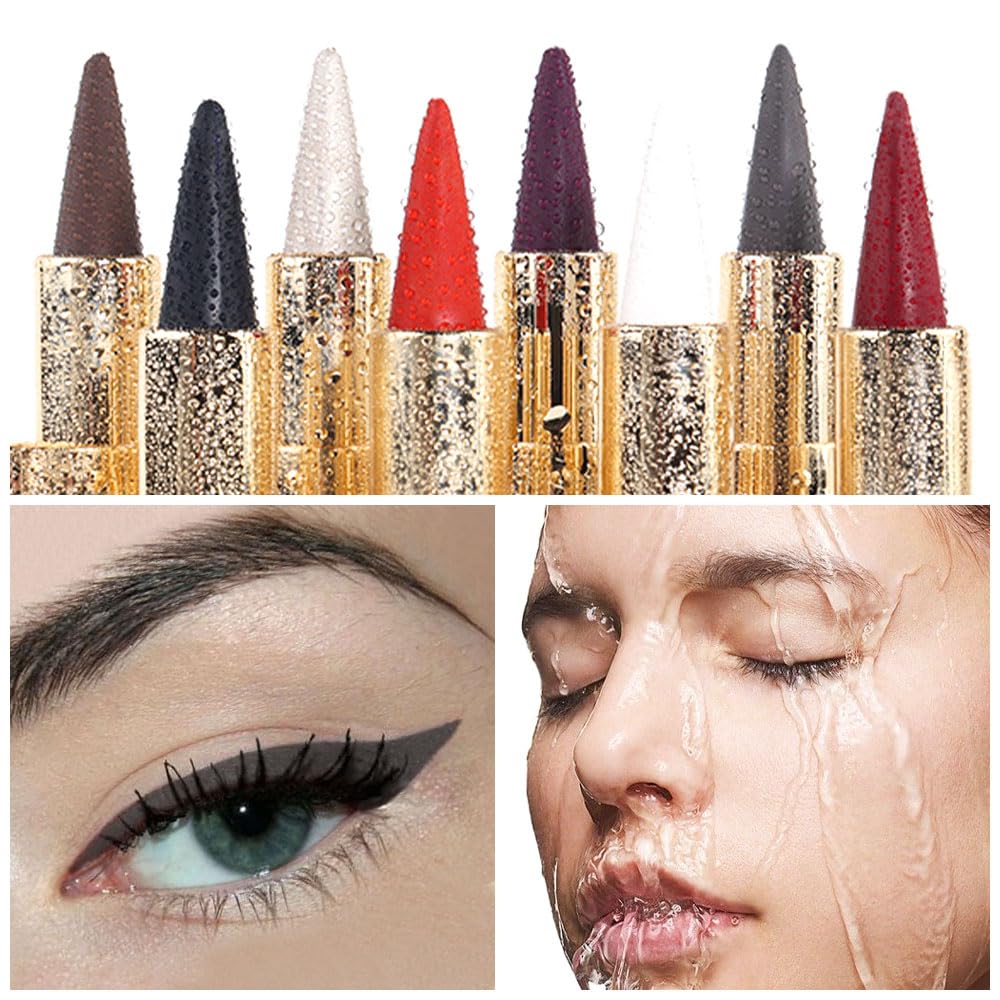 Kaely Gray Gel Eyeliner Pencil,Waterproof Smudge Proof Eye Liner Pen,Cat Eye Goth Halloween Makeup,Eye Black Face Paint Lipstick Crayon,Color Colorful Eyeliner Eyeshadow Stick,02