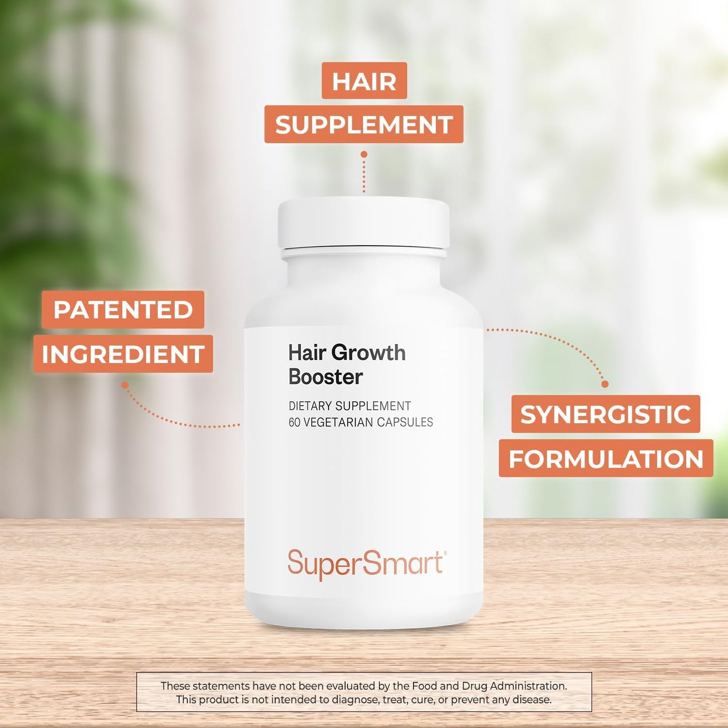 Supersmart - Hair Growth Booster 160mg per Day (Lustriva Supplement) - Biotin 40x More Soluble | Non-GMO & Gluten Free - 60 Vegetarian Capsules