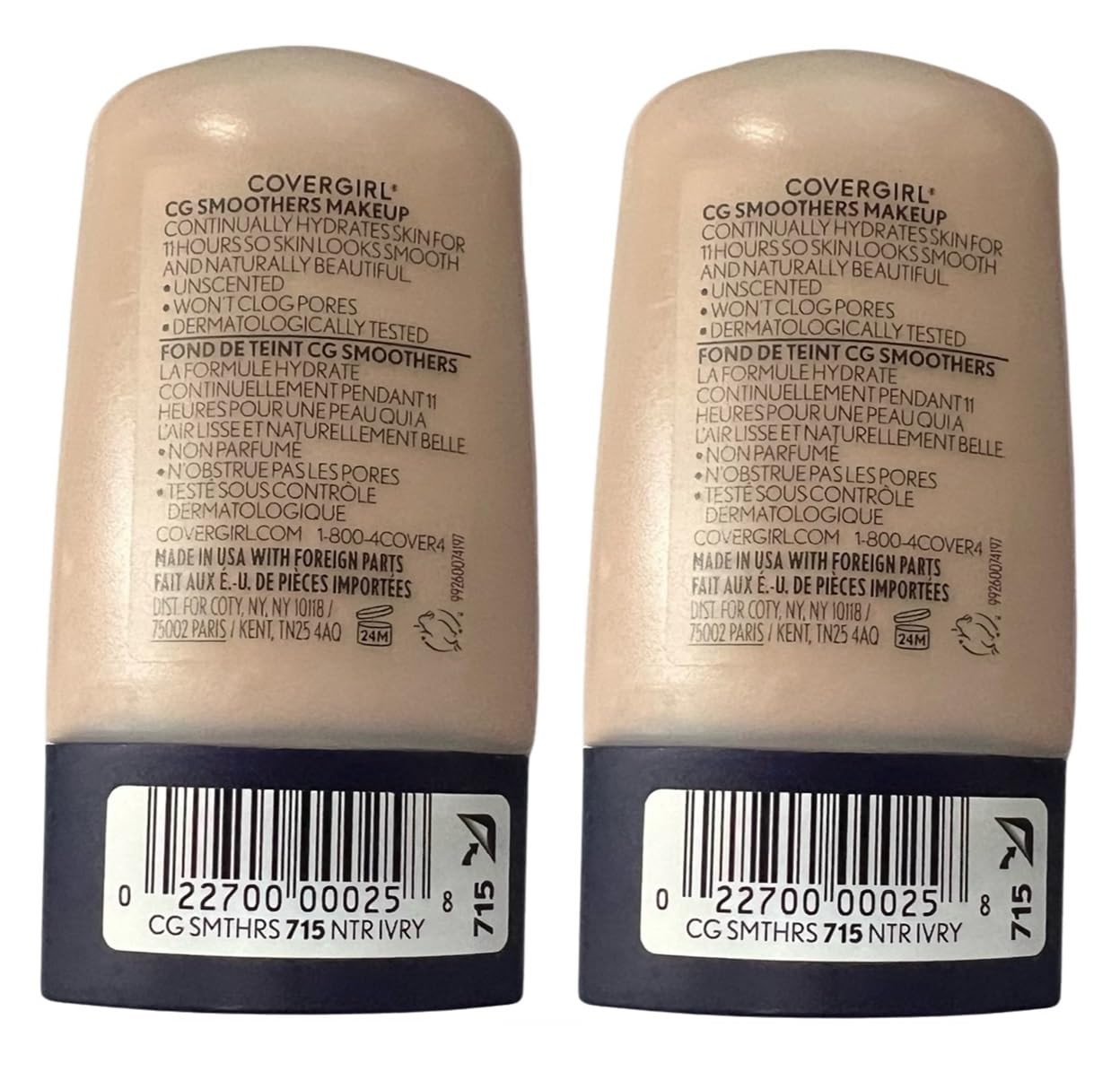 Pack of 2 CoverGirl CG Smoothers Hydrating Makeup, Natural Ivory 715