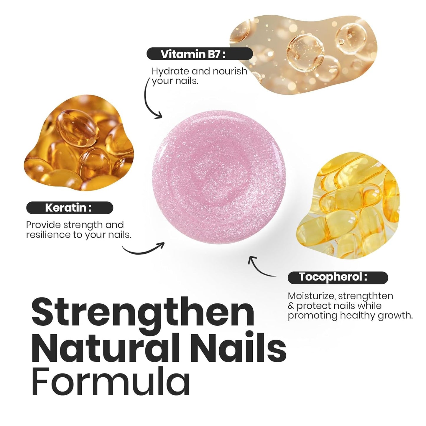 Beetles Pink Nail Polish Set, 6 Colors Glitter Quick Dry Nail Polish Kit Sly Moonlit Fairy Fingernail Polish Gifts for Women Salon DIY Manicure Kit