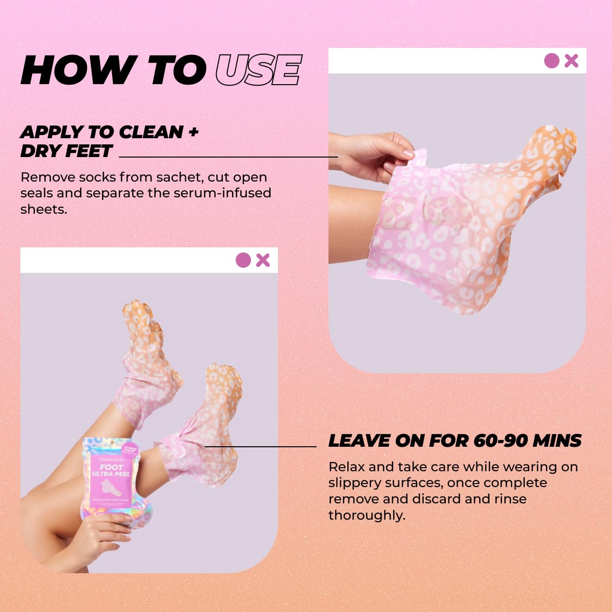 Vitamasques Foot Peeling Mask, 3 Pairs - Korean Exfoliating Foot Mask for Dry Cracked Feet & Callus Removal, Feet Peeling Masks that Remove Dead Skin for Soft Heels with Coconut & Pineapple Extract