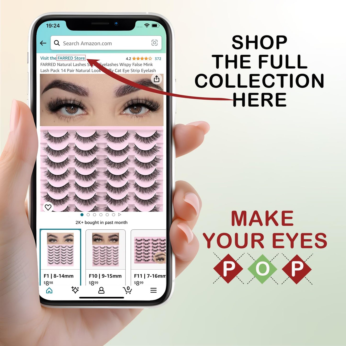 FARRED Natural Lashes Short Eyelashes Wispy False Mink Lash Pack 14 Pair Natural Look Fluffy Cat Eye Strip Eyelash Small Fake Lashes Full Pestañas Sets for MUA and Beginners Daily Makeup (F1 | 8-14mm)