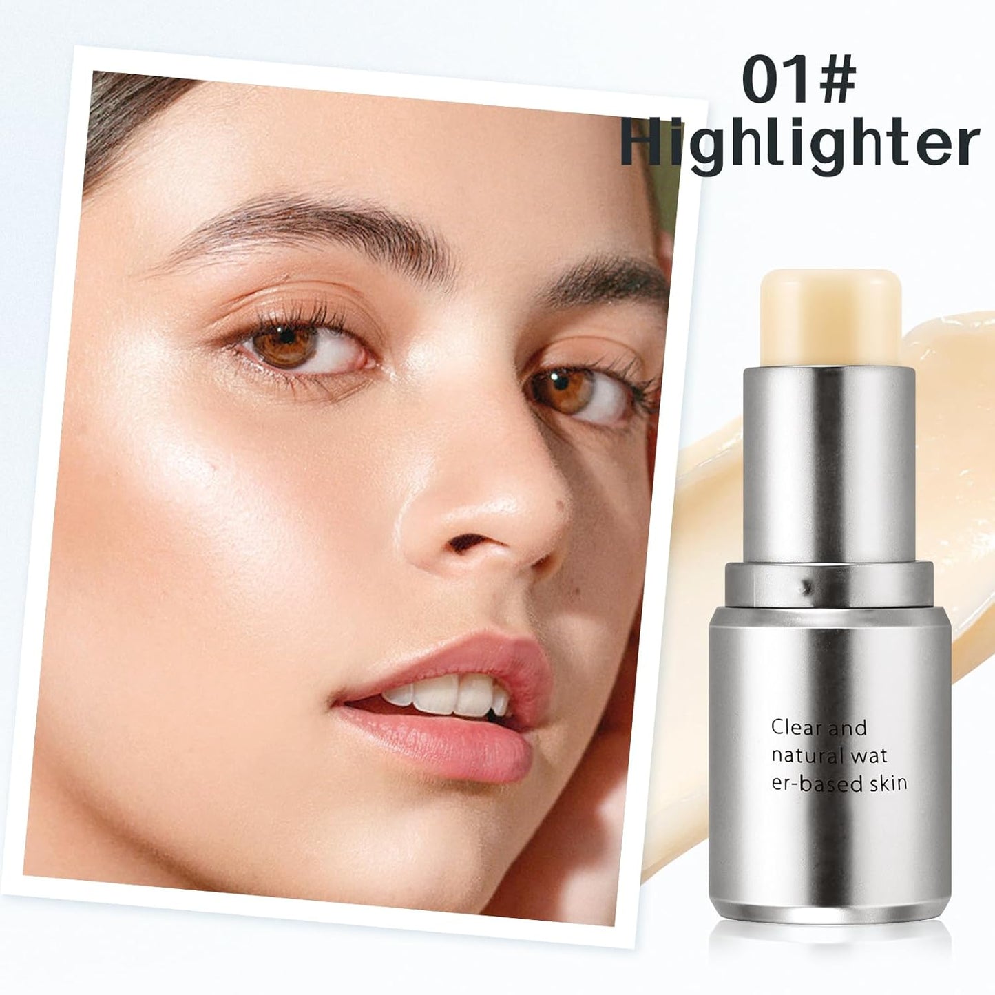 Boobeen Highlighter Makeup Stick, Cream Highlighter & Blush Stick, Face Contouring Illuminator, Natural Translucent Light Moisturizer Dewy Finish