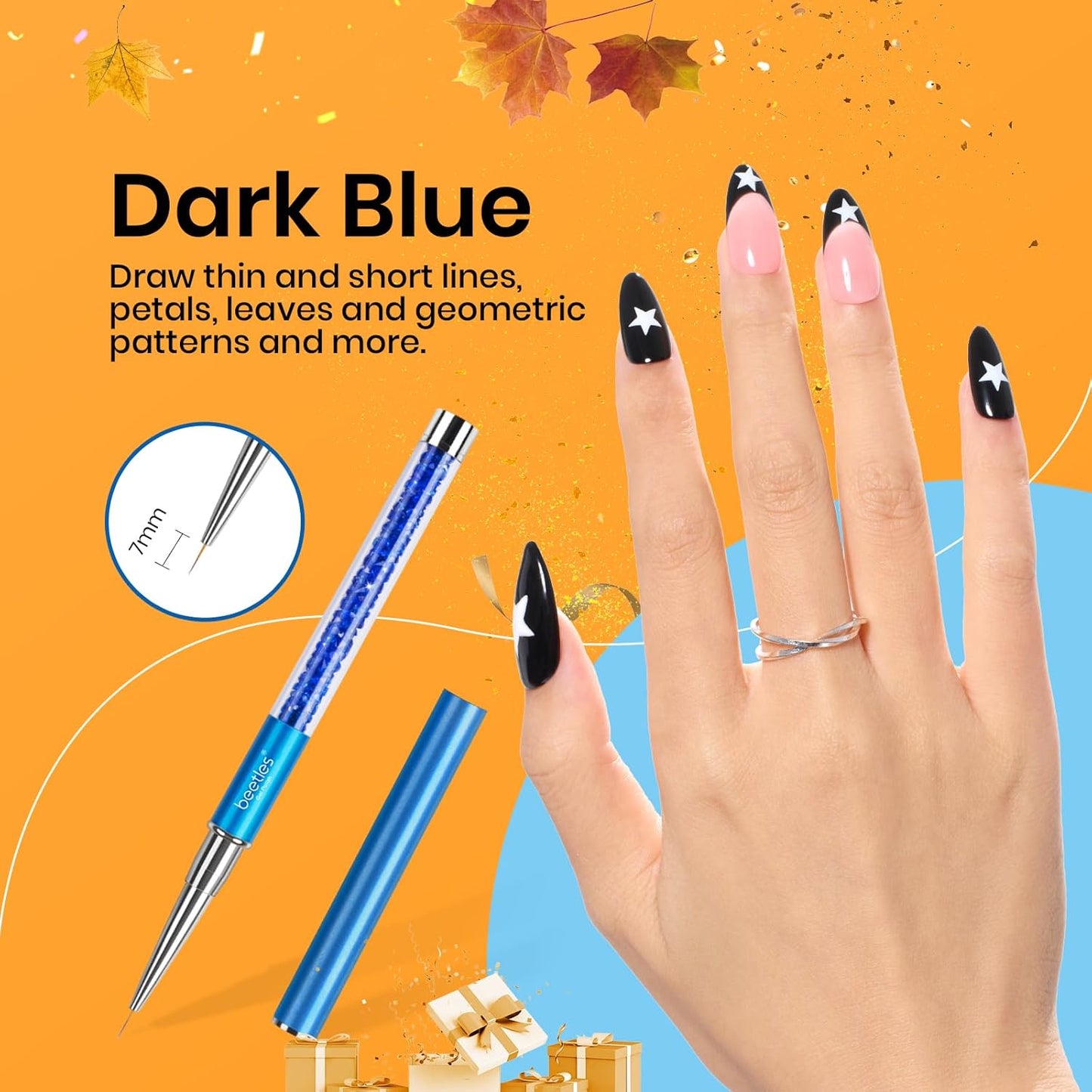 Beetles Gel Polish Nail Art Liner Brushes 5Pcs Painting Art Design Pen Set Diamond Application Rhinestone Handle Dotting Drawing Sizes 5 7 9 11 20mm Nail Design Gift for Women